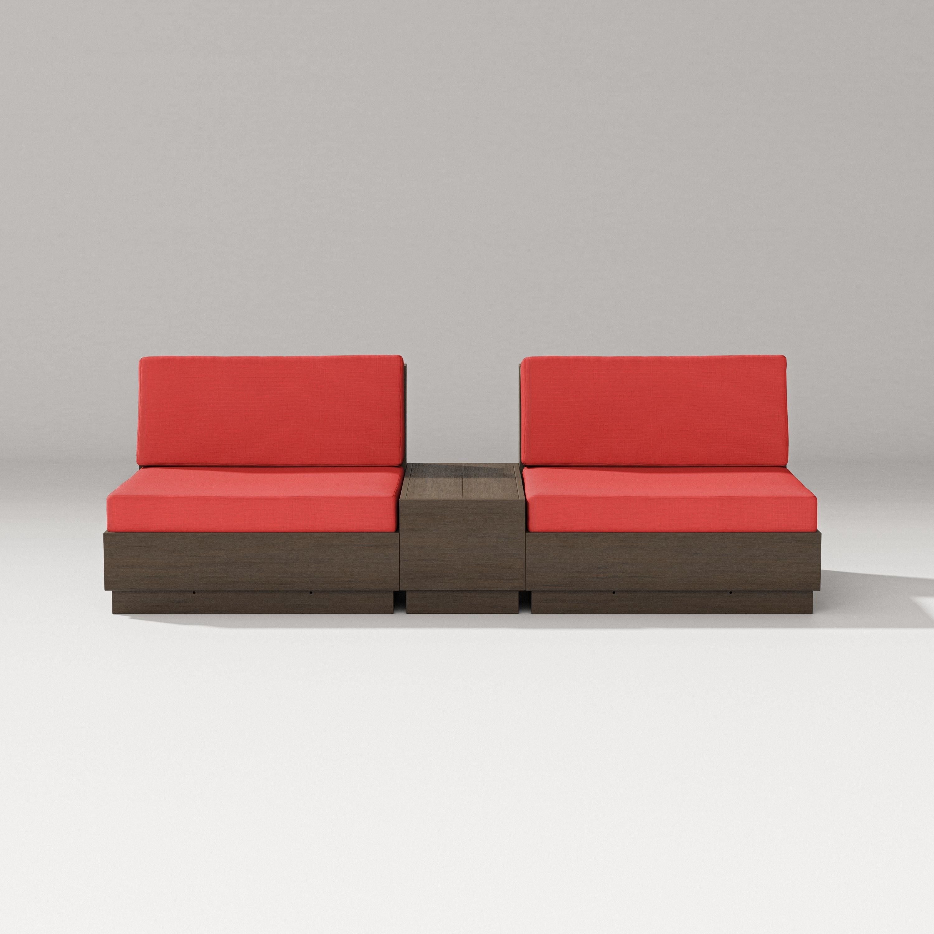PW Designer Series Elevate Lounge Chair Set in Kona / Crimson Linen