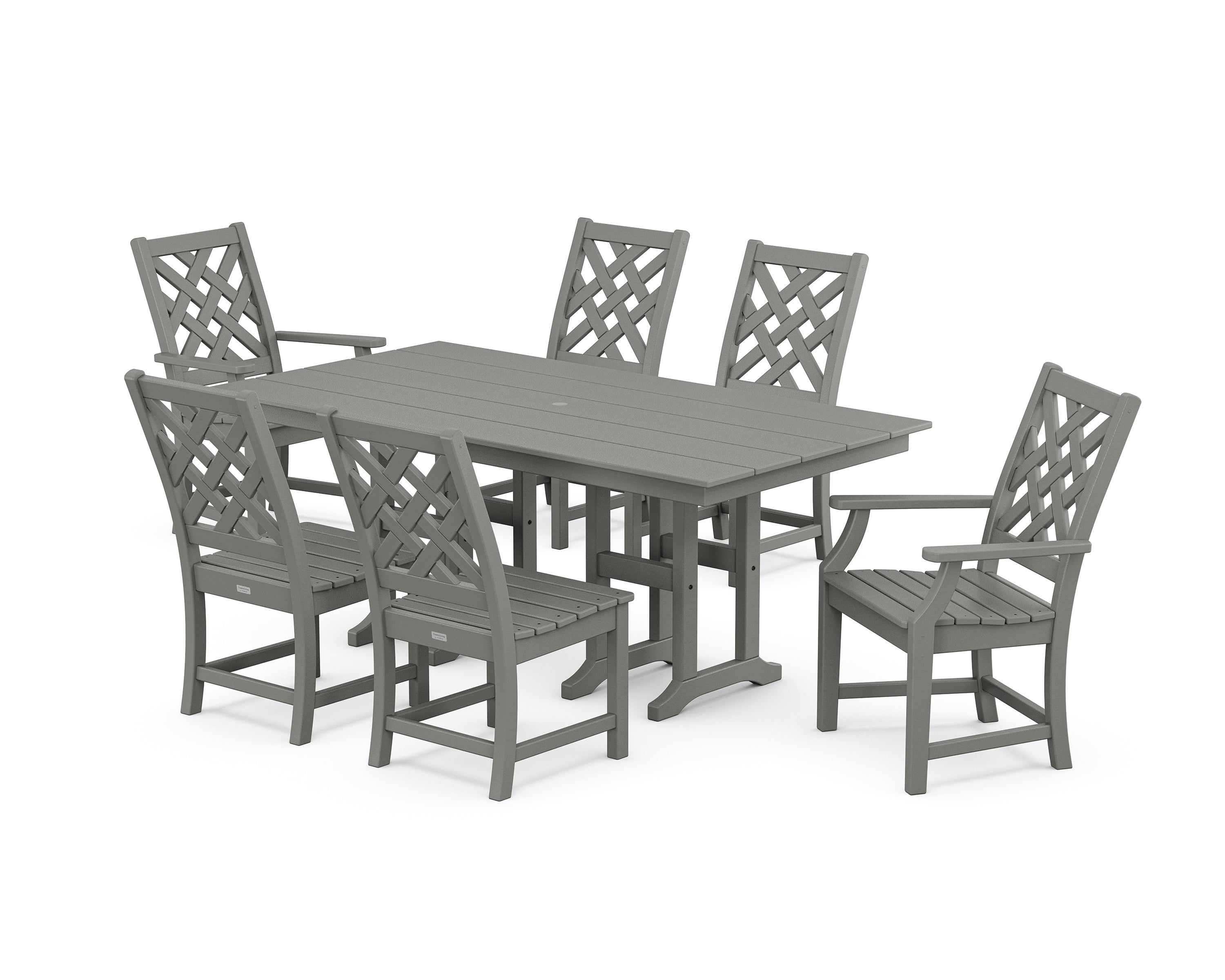 Country Living Wovendale 7-Piece Farmhouse Dining Set in Slate Grey