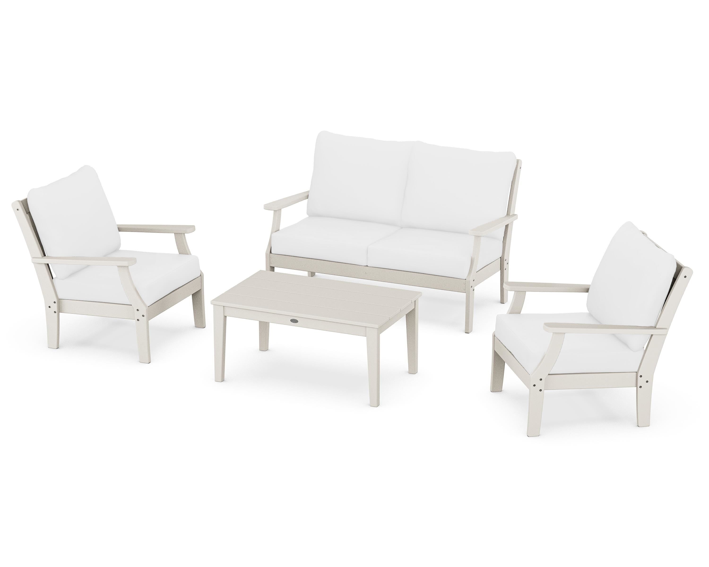 POLYWOOD Braxton 4-Piece Deep Seating Chair Set in Sand / Natural