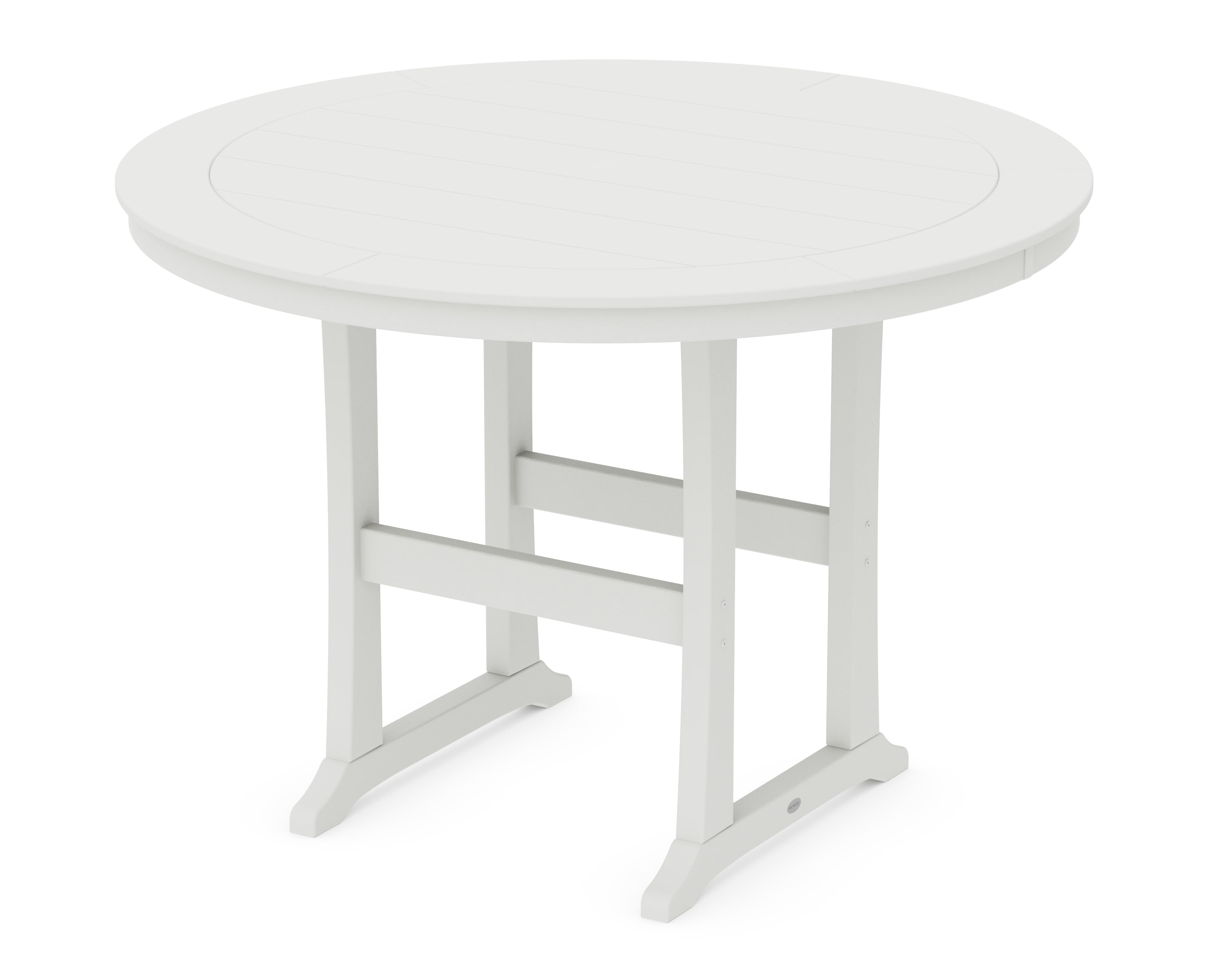 POLYWOOD Nautical Trestle 60” Round Bar Table in Vintage White