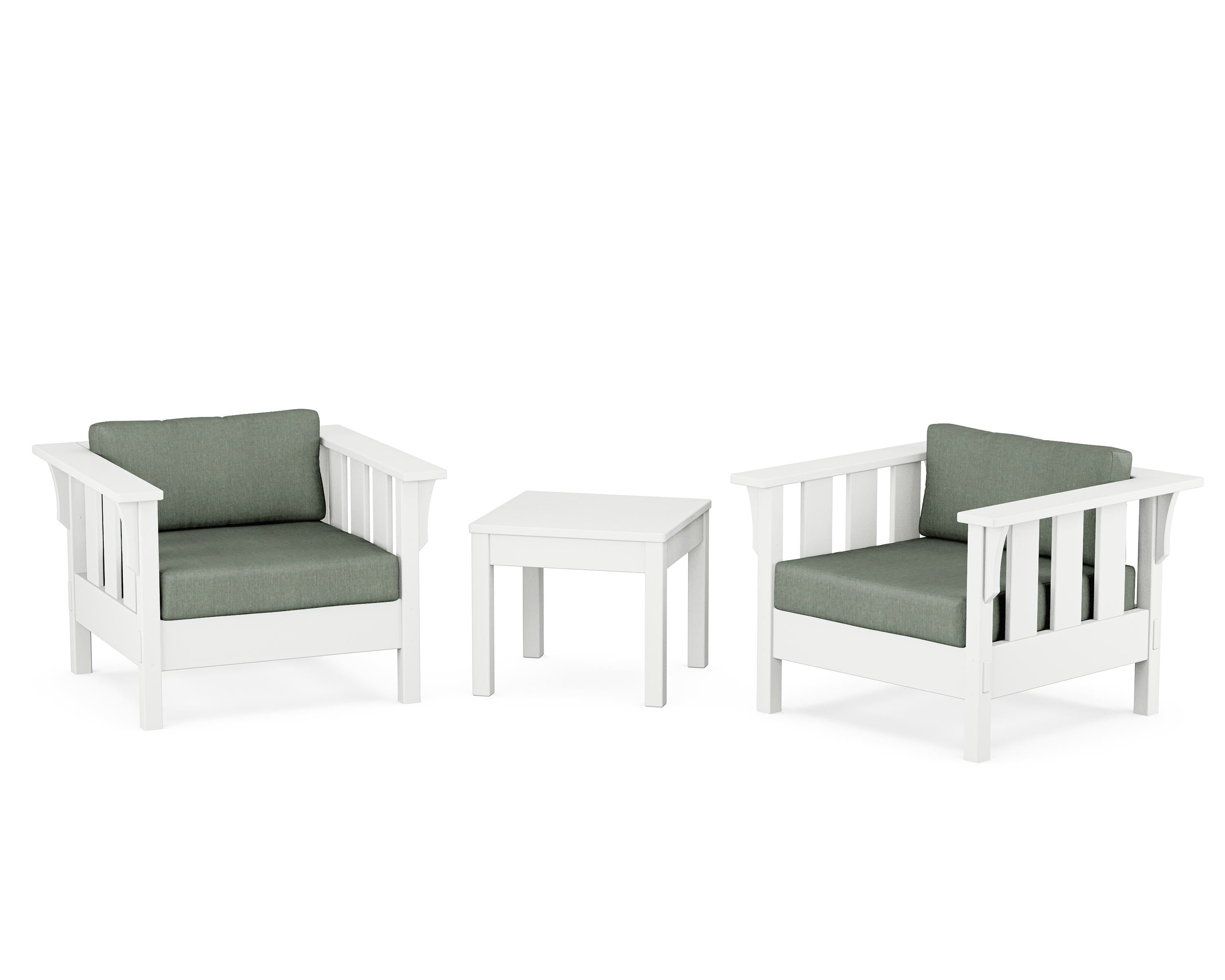 Martha Stewart by POLYWOOD Acadia 3-Piece Deep Seating Set in White / Cast Sage