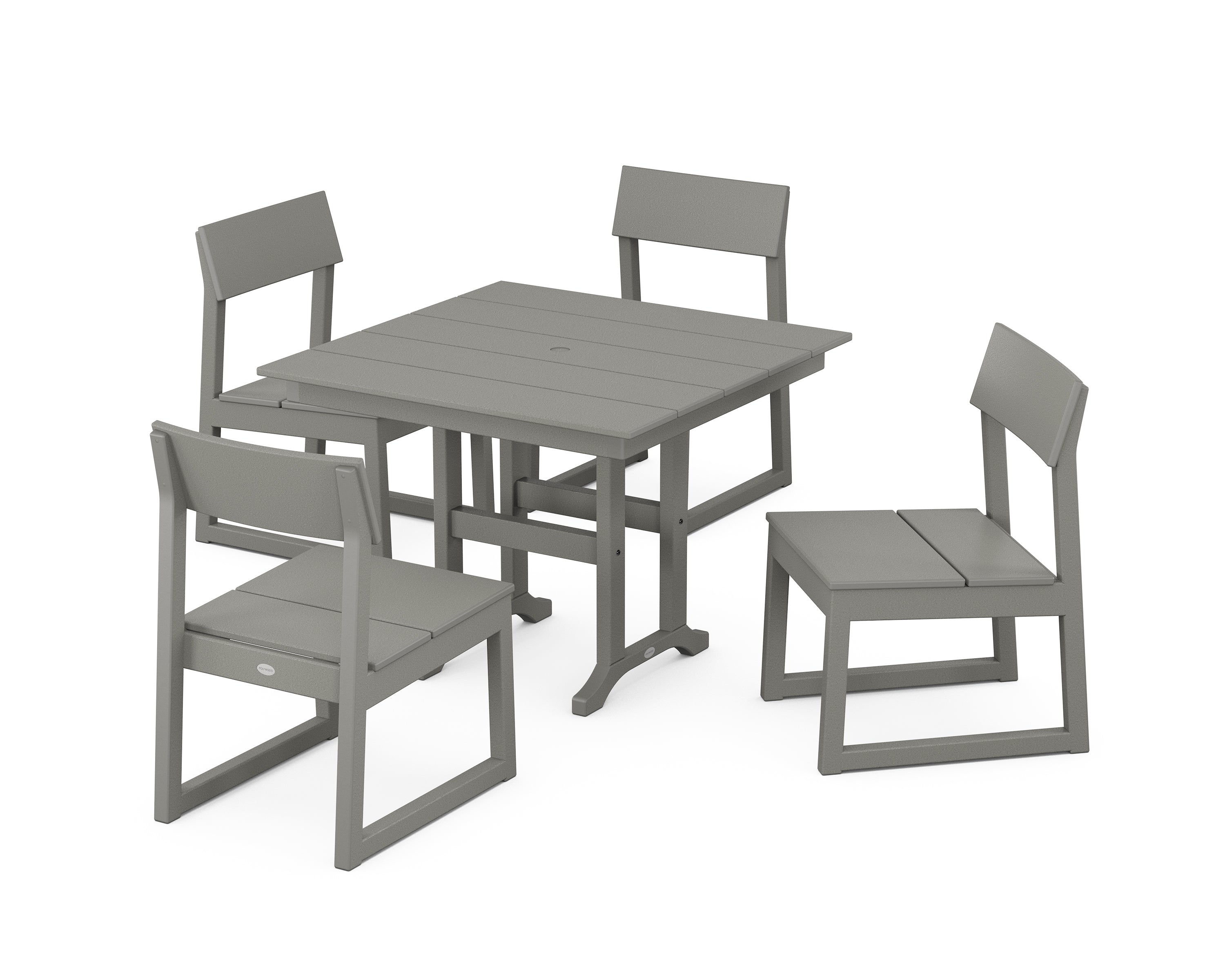 POLYWOOD EDGE Side Chair 5-Piece Farmhouse Dining Set in Slate Grey