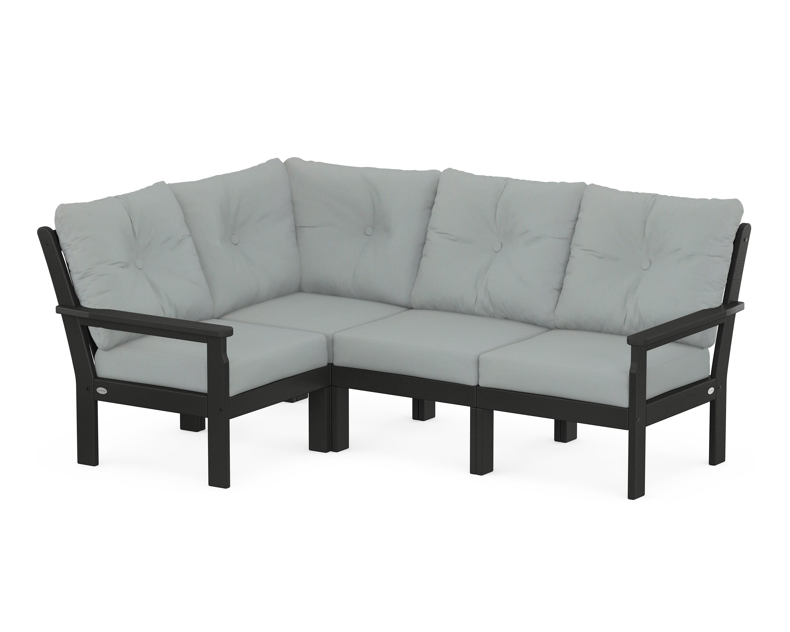 POLYWOOD Vineyard 4-Piece Sectional in Black / Spa