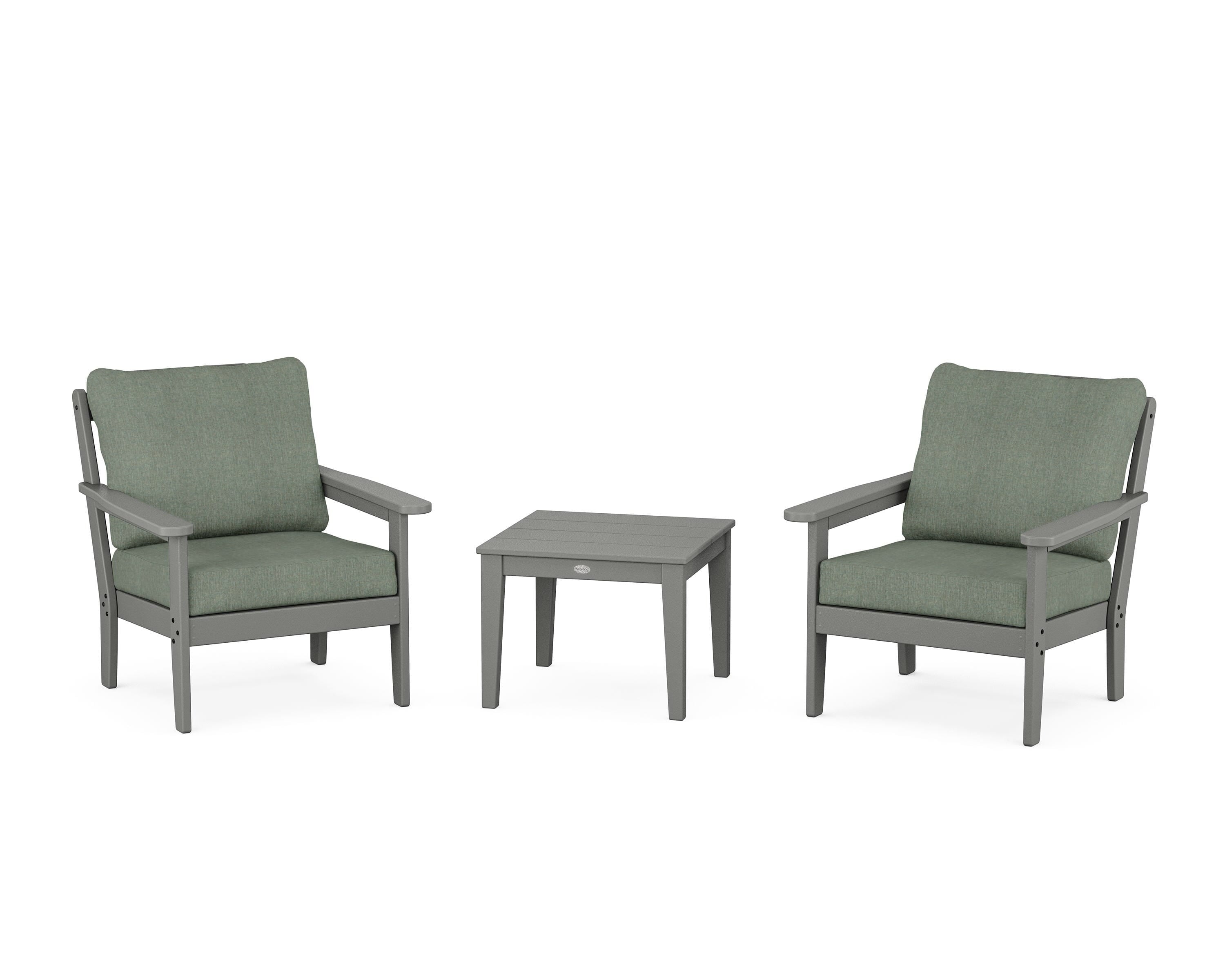 Country Living Cottage 3-Piece Deep Seating Set in Slate Grey / Cast Sage