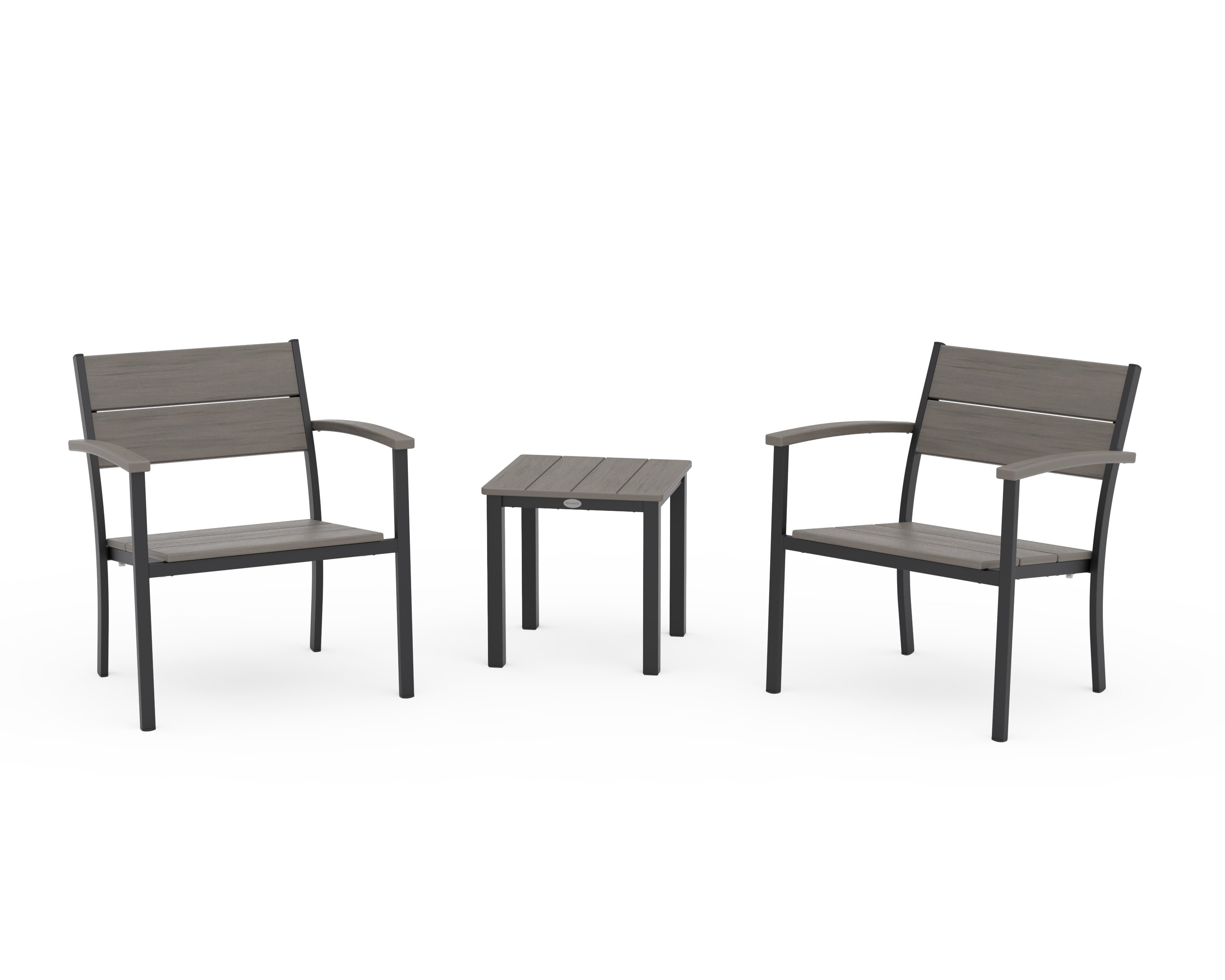 POLYWOOD Main Street 3-Piece Lounge Chair Set in Black / Driftwood