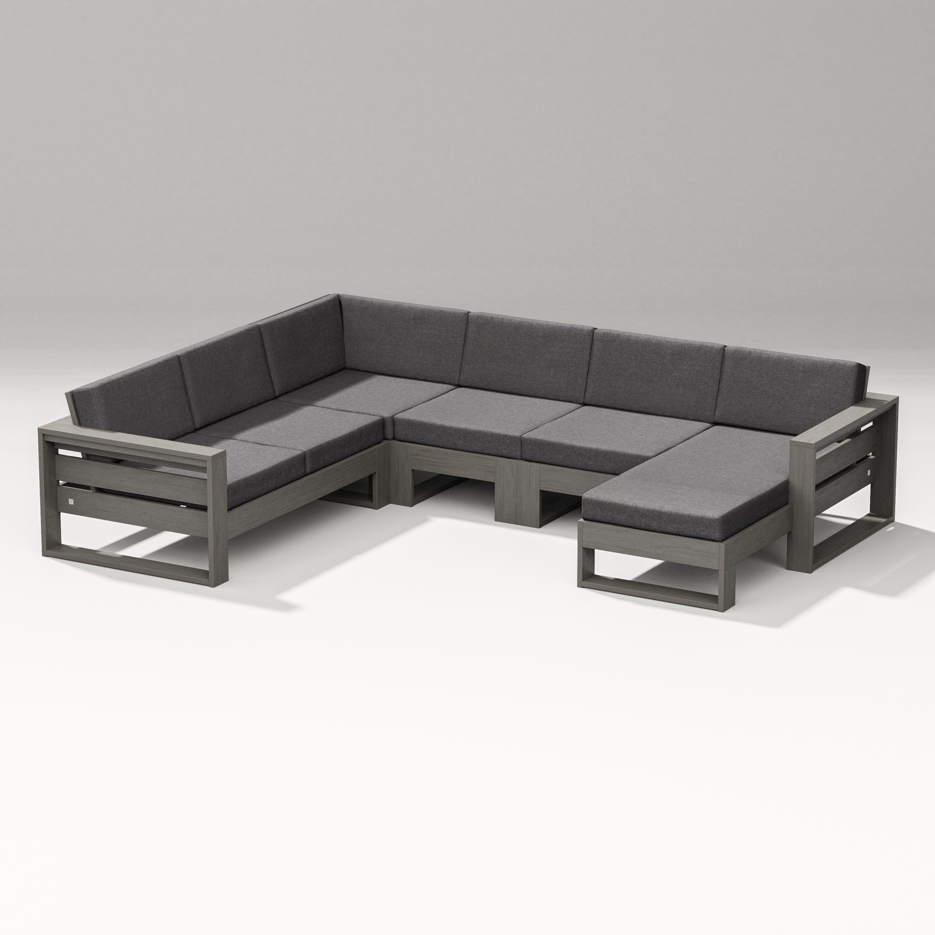 PW Designer Series Latitude Corner Sectional with Right Chaise in Driftwood / Ash Charcoal