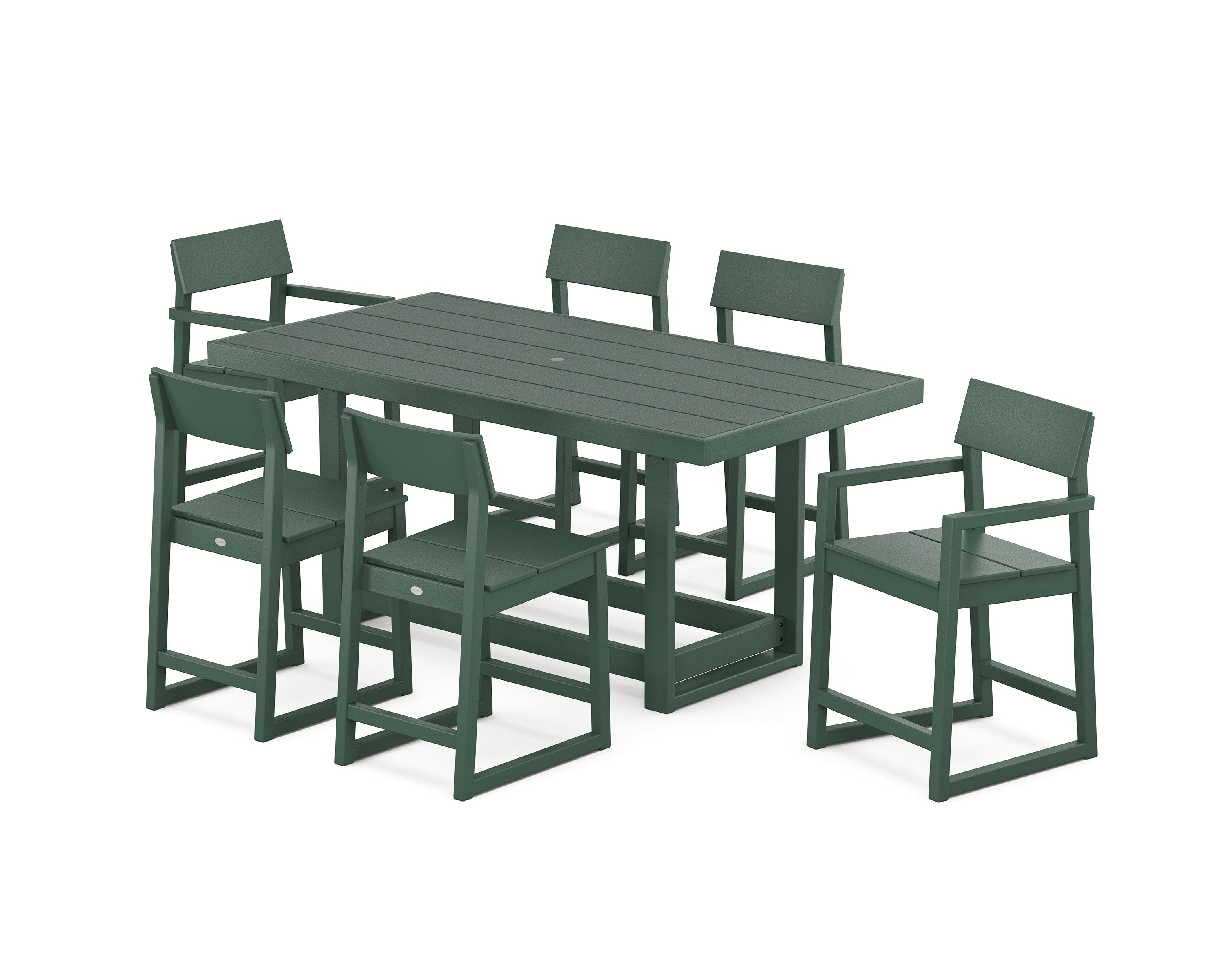 POLYWOOD EDGE 7-Piece Counter Table Set in Green
