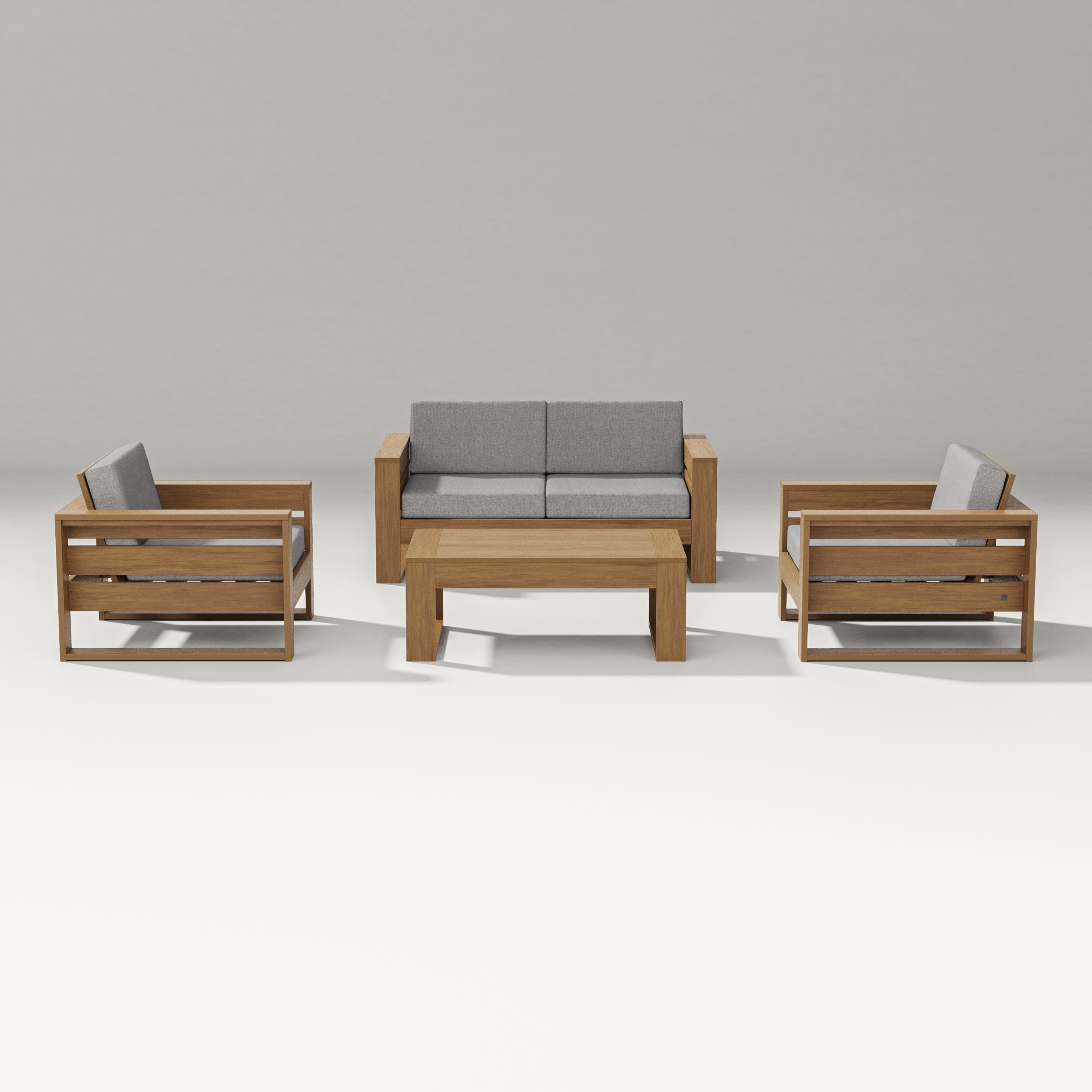 PW Designer Series Latitude 4-Piece Lounge Loveseat Set in Natural / Grey Mist