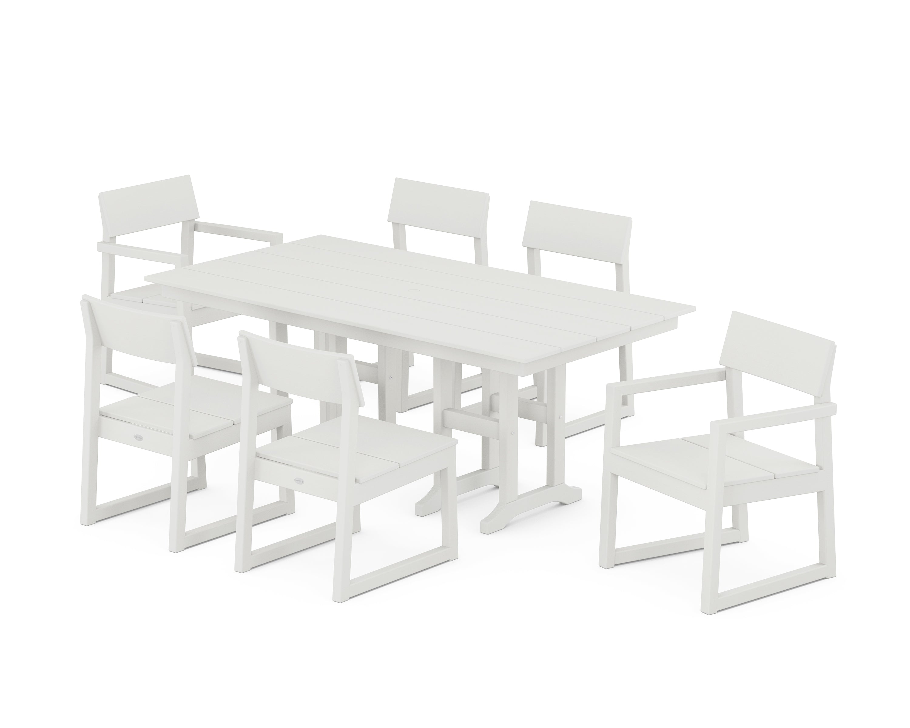 POLYWOOD® EDGE 7-Piece Farmhouse Dining Set in Vintage White