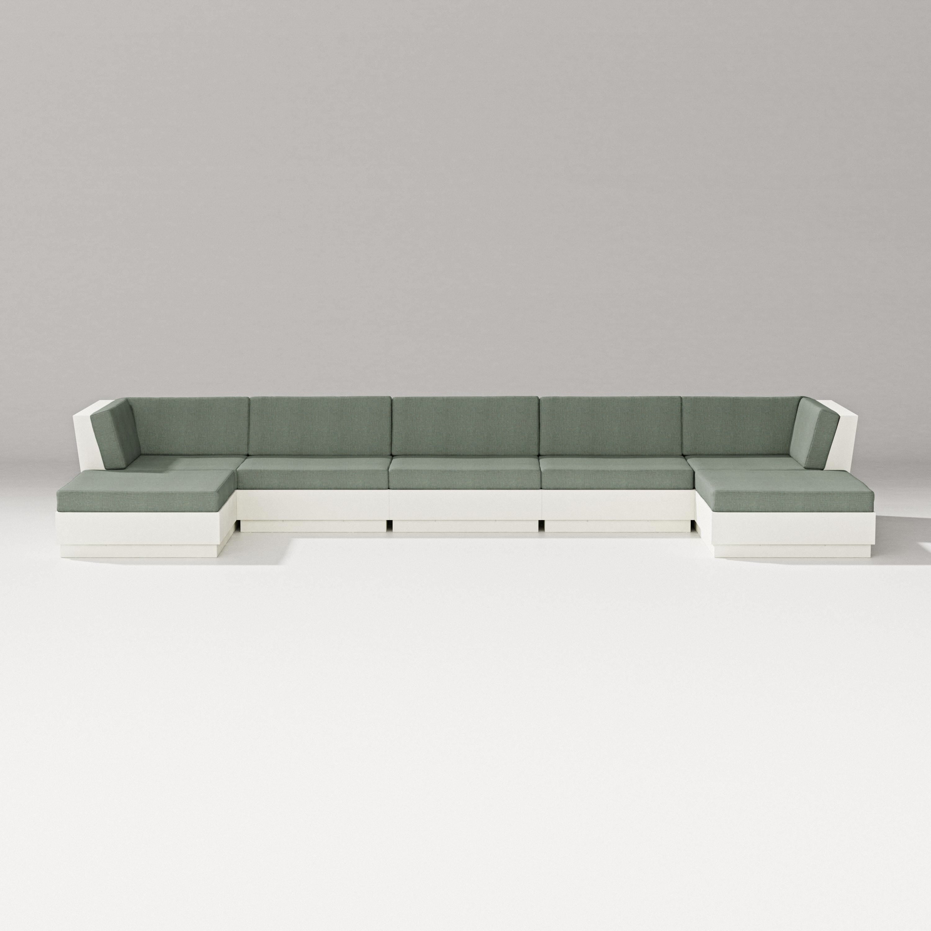 PW Designer Series Elevate 7-Piece Double Chaise Sectional in Vintage White / Cast Sage
