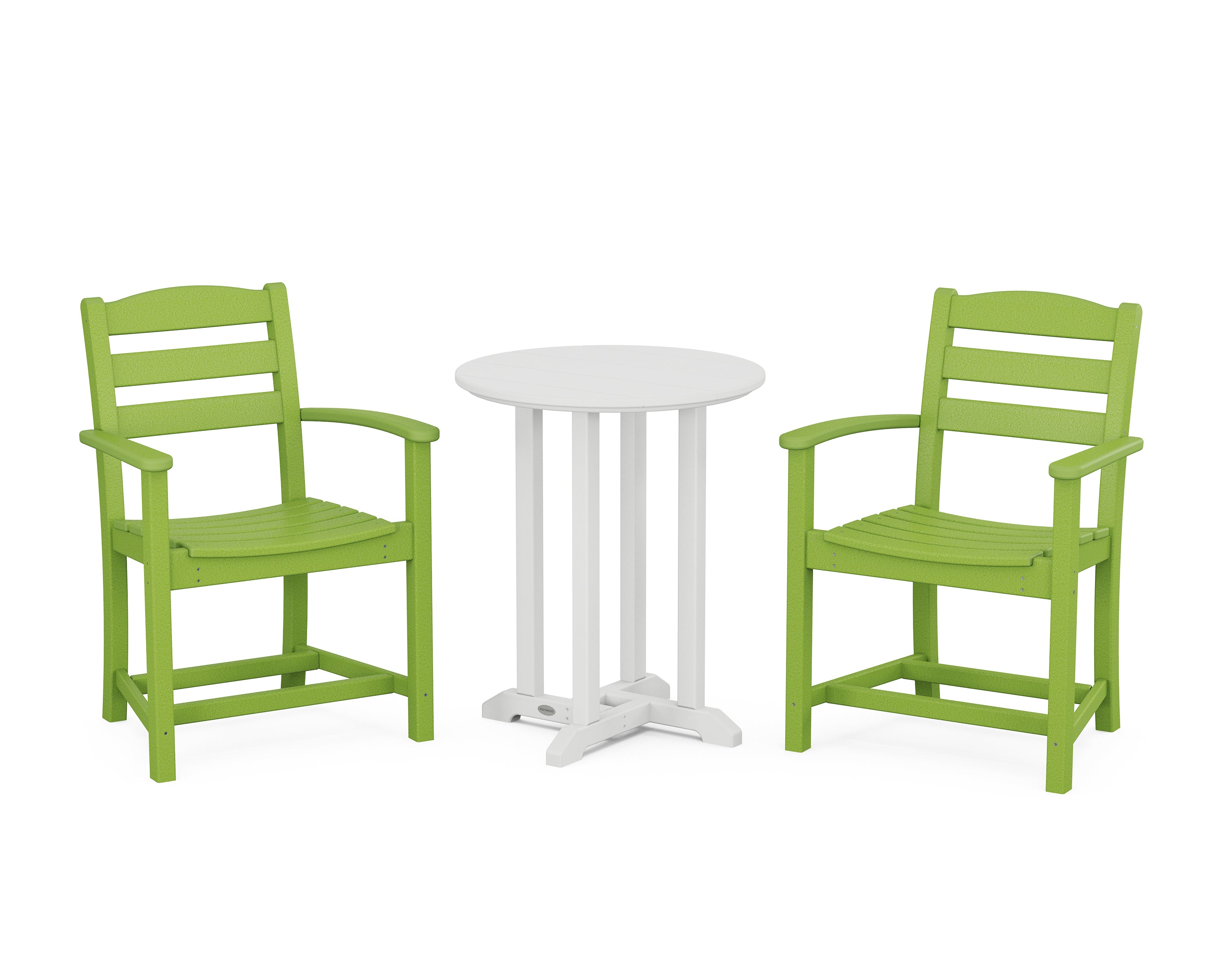 POLYWOOD La Casa Café 3-Piece Round Bistro Dining Set in Lime / White
