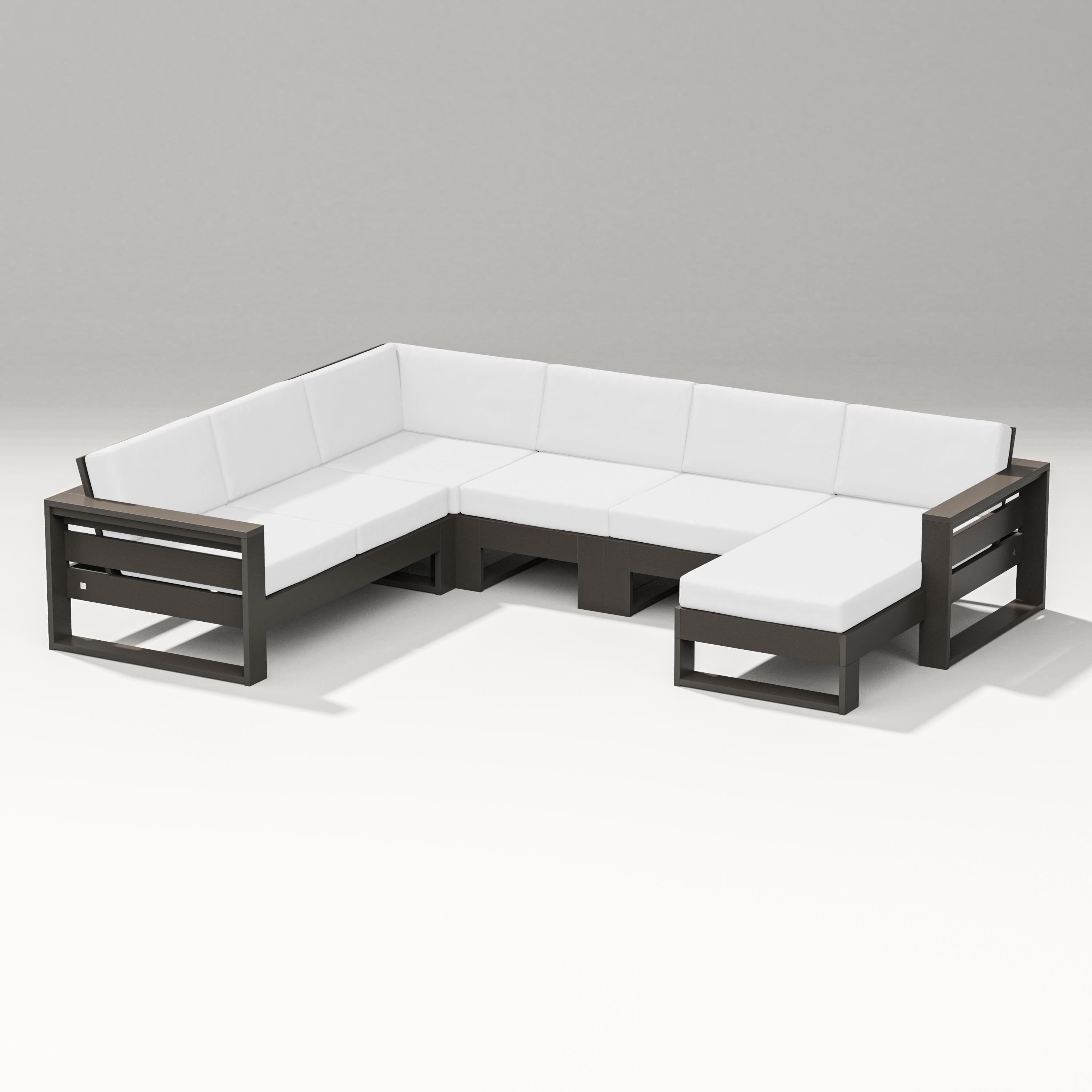 PW Designer Series Latitude Corner Sectional with Right Chaise in Vintage Coffee / Natural