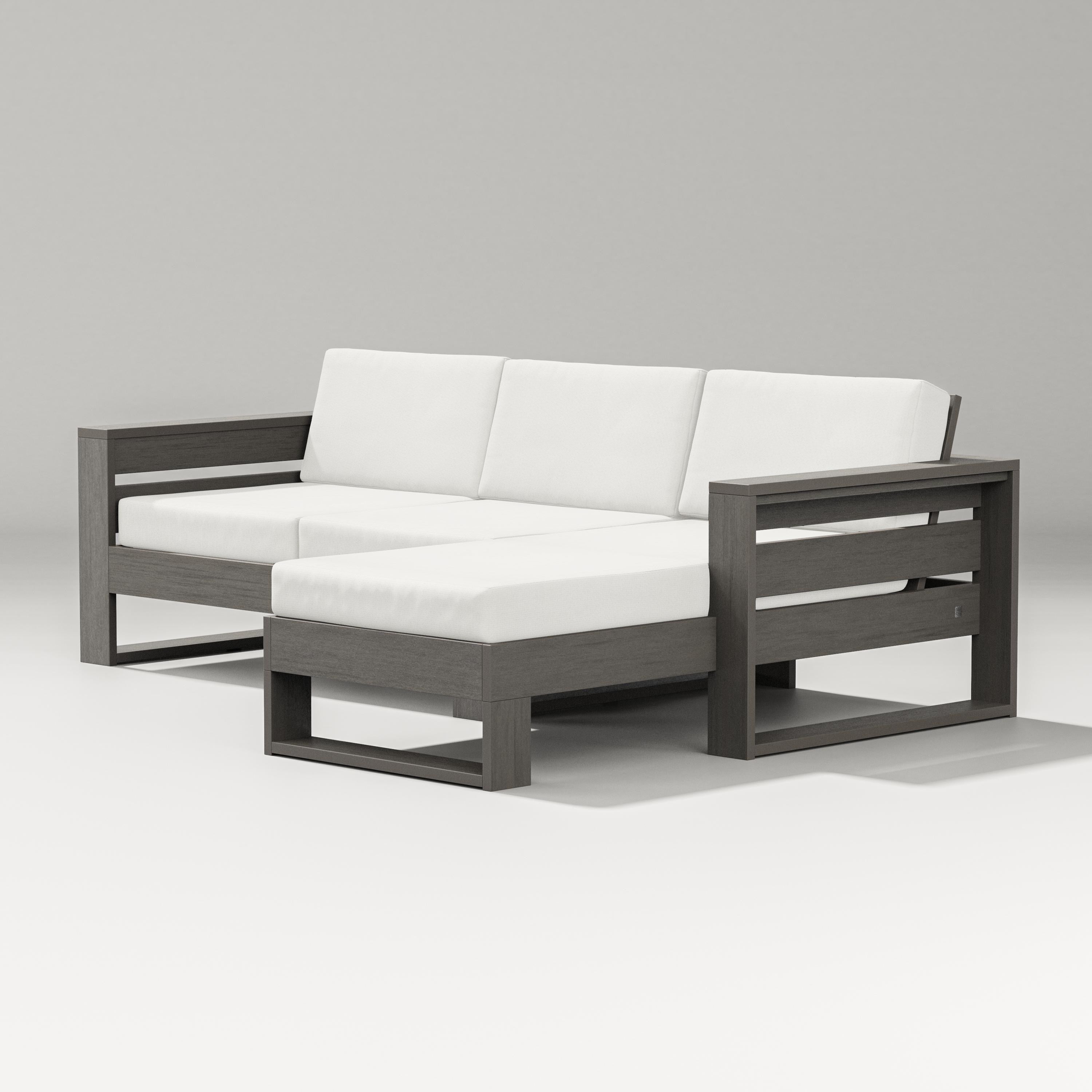 PW Designer Series Latitude Right Chaise Sectional in Driftwood / Natural Linen