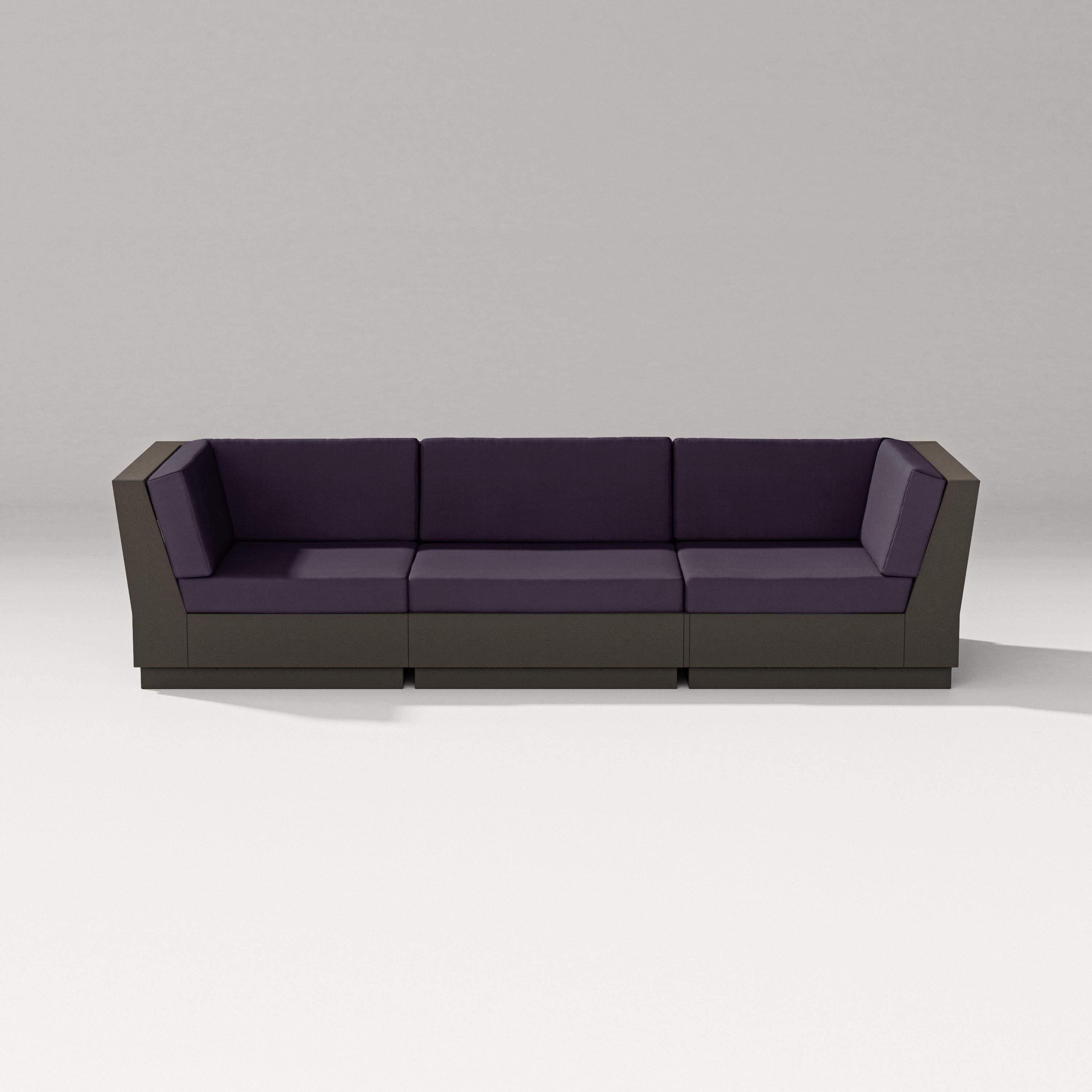PW Designer Series Elevate Sofa Sectional in Vintage Coffee / Navy Linen