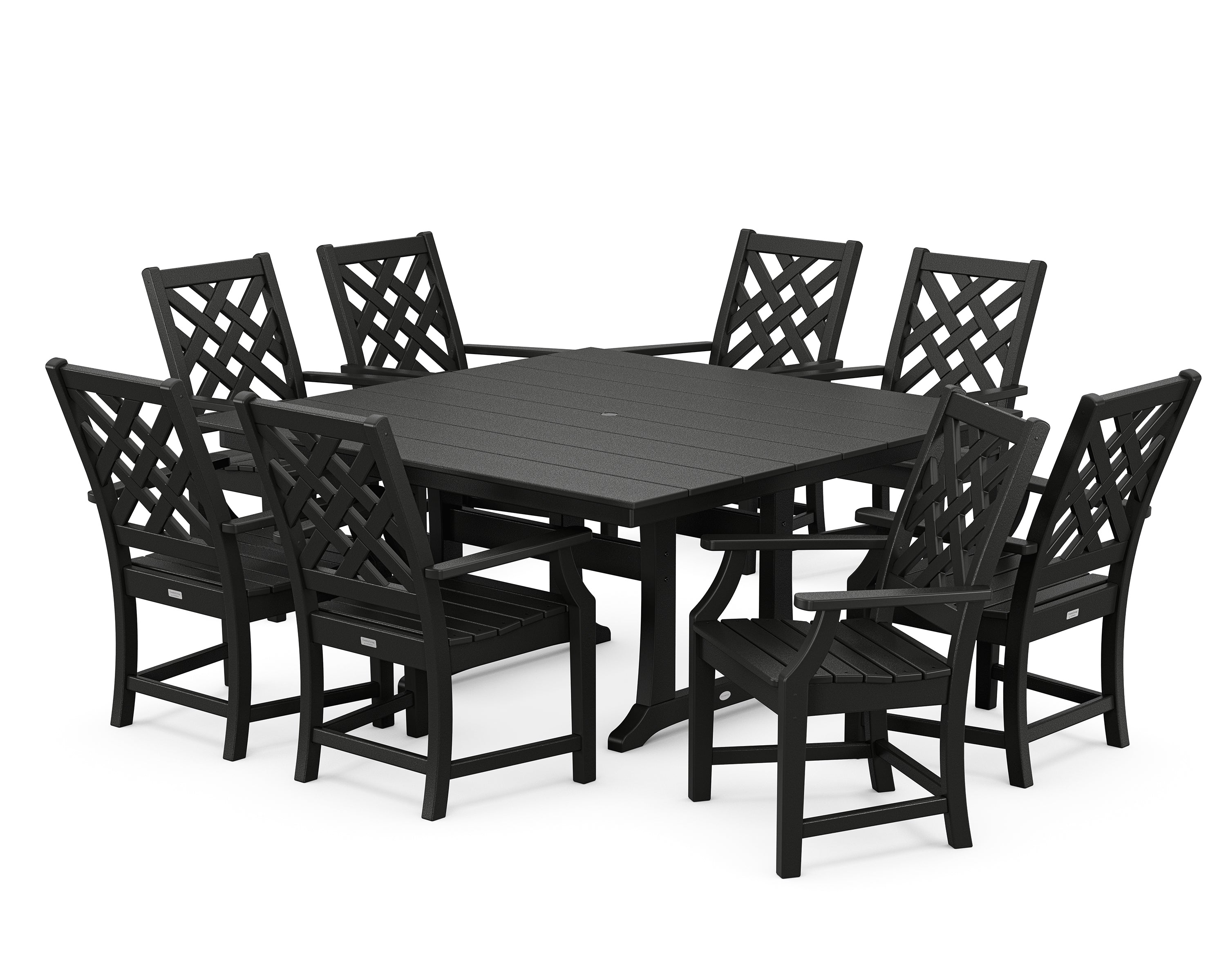 Country Living Wovendale 9-Piece Square Farmhouse Dining Set with Trestle Legs in Black
