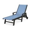 POLYWOOD Coastal Chaise with Wheels in Black / Poolside Sling