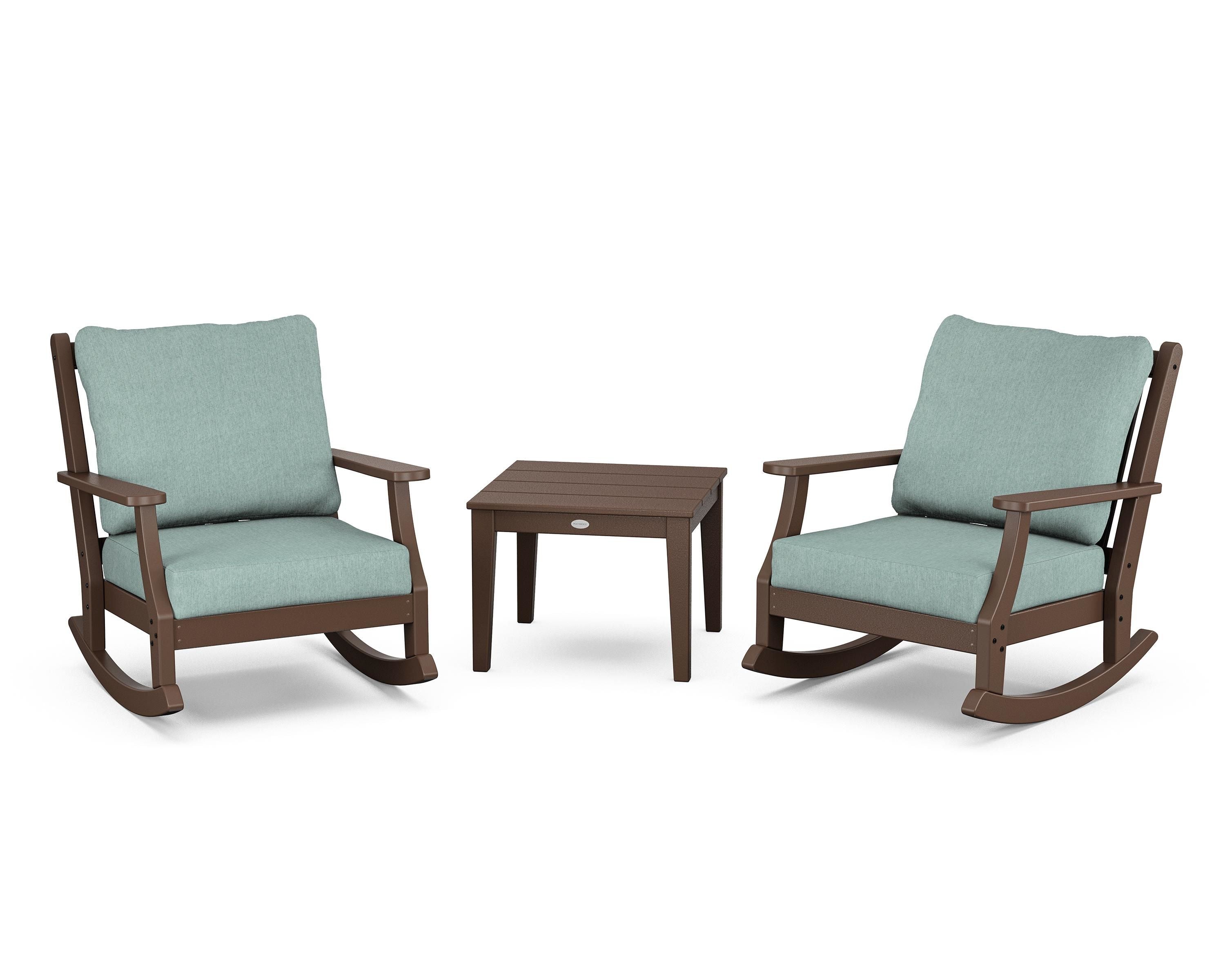 Country Living Wovendale 3-Piece Deep Seating Rocker Set in Mahogany / Glacier Spa
