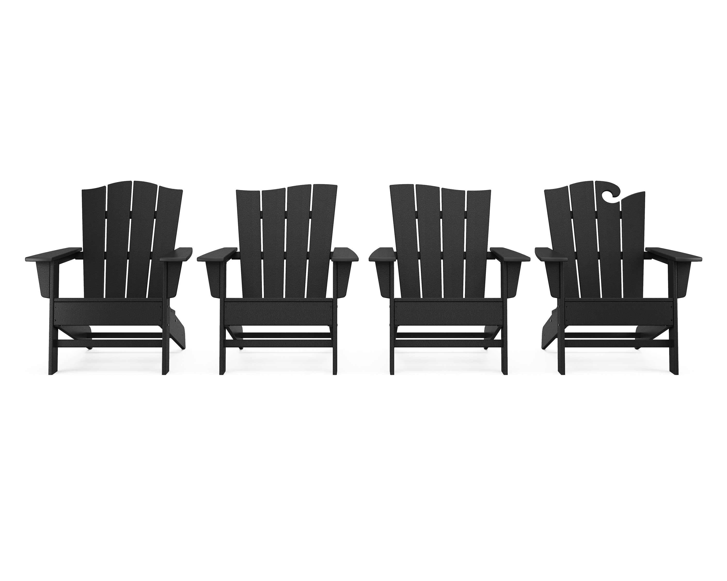 POLYWOOD Wave Collection 4-Piece Adirondack Chair Set in Black