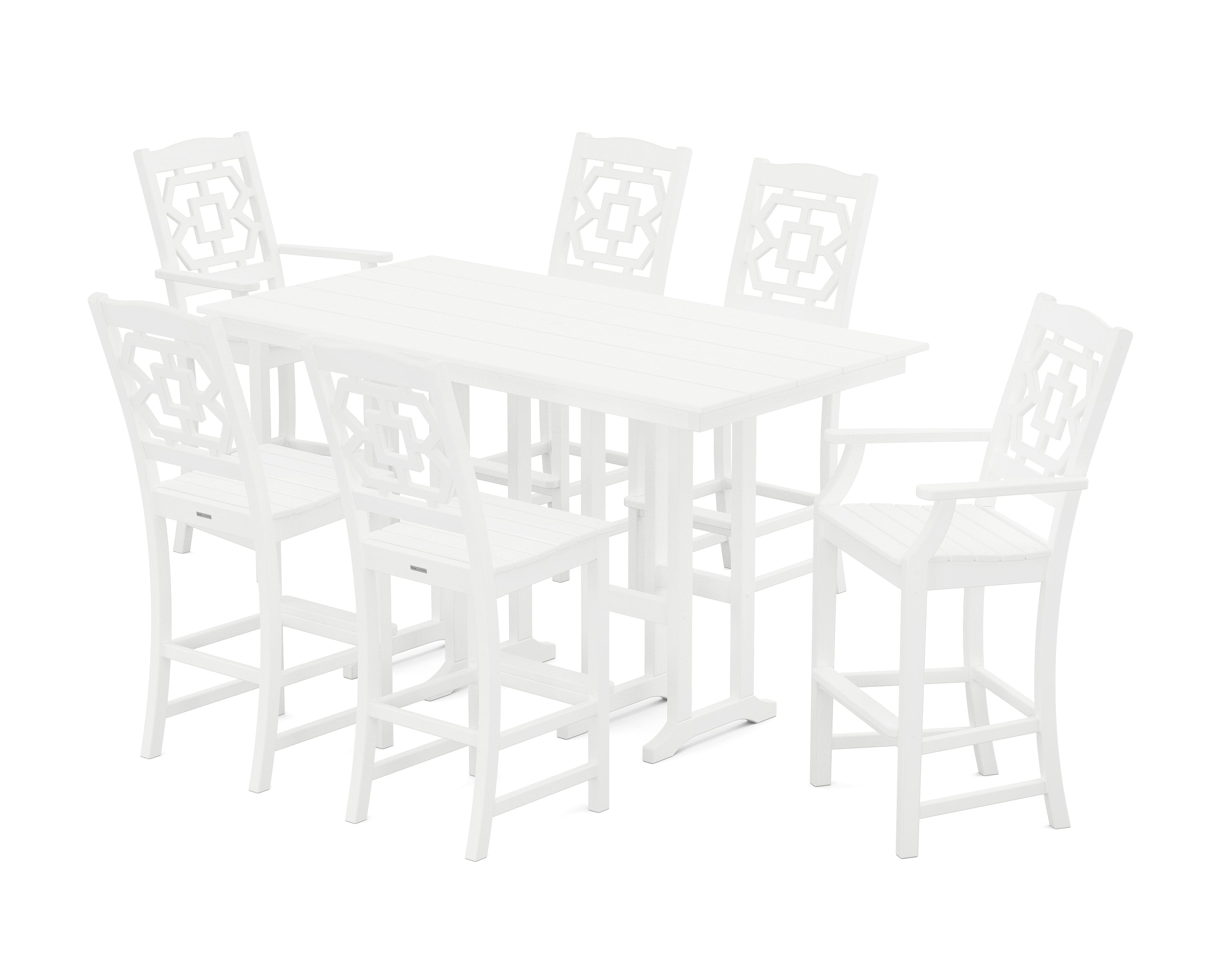 Martha Stewart by POLYWOOD Chinoiserie 7-Piece Farmhouse Bar Set in White