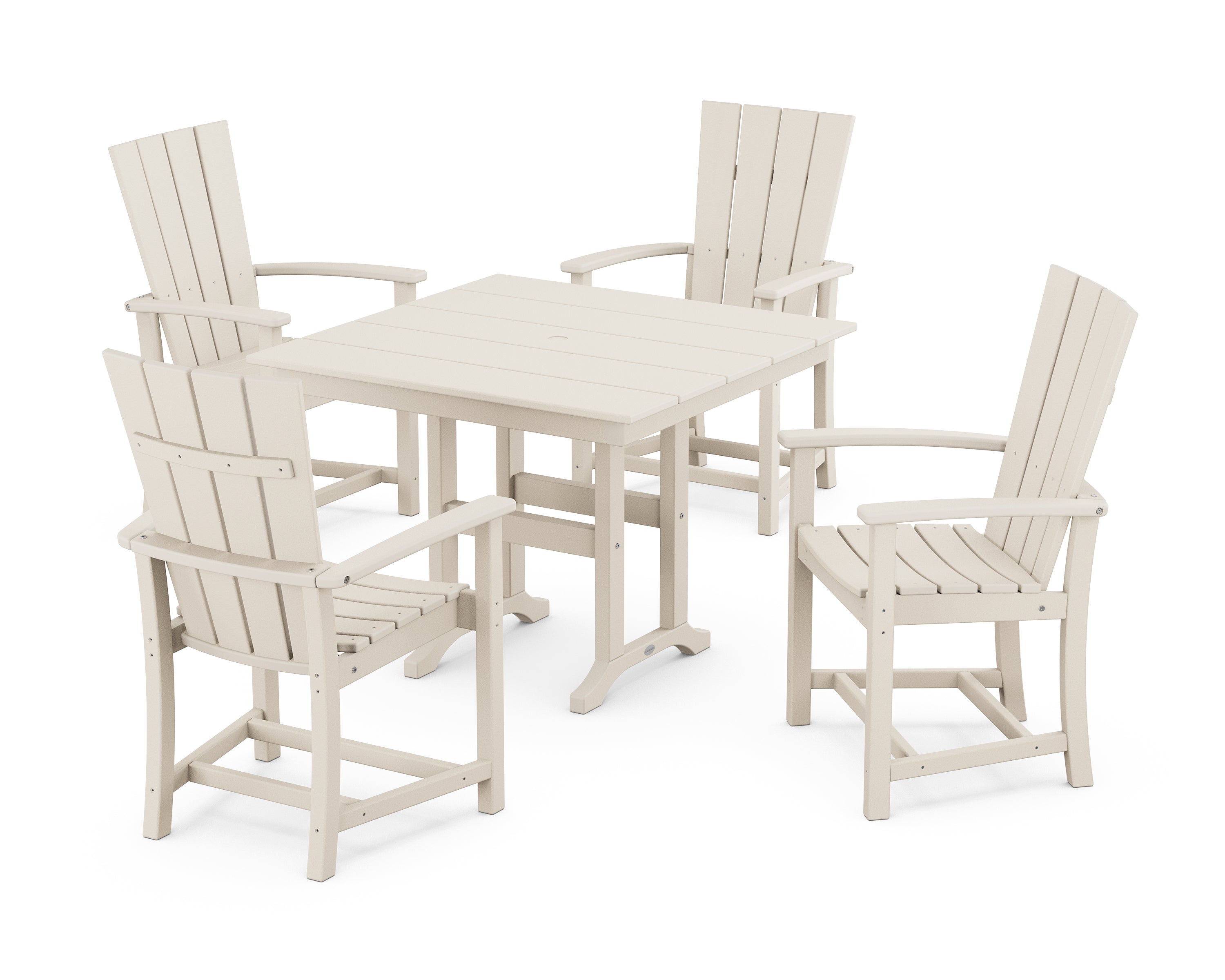 POLYWOOD® Quattro 5-Piece Farmhouse Dining Set in Sand