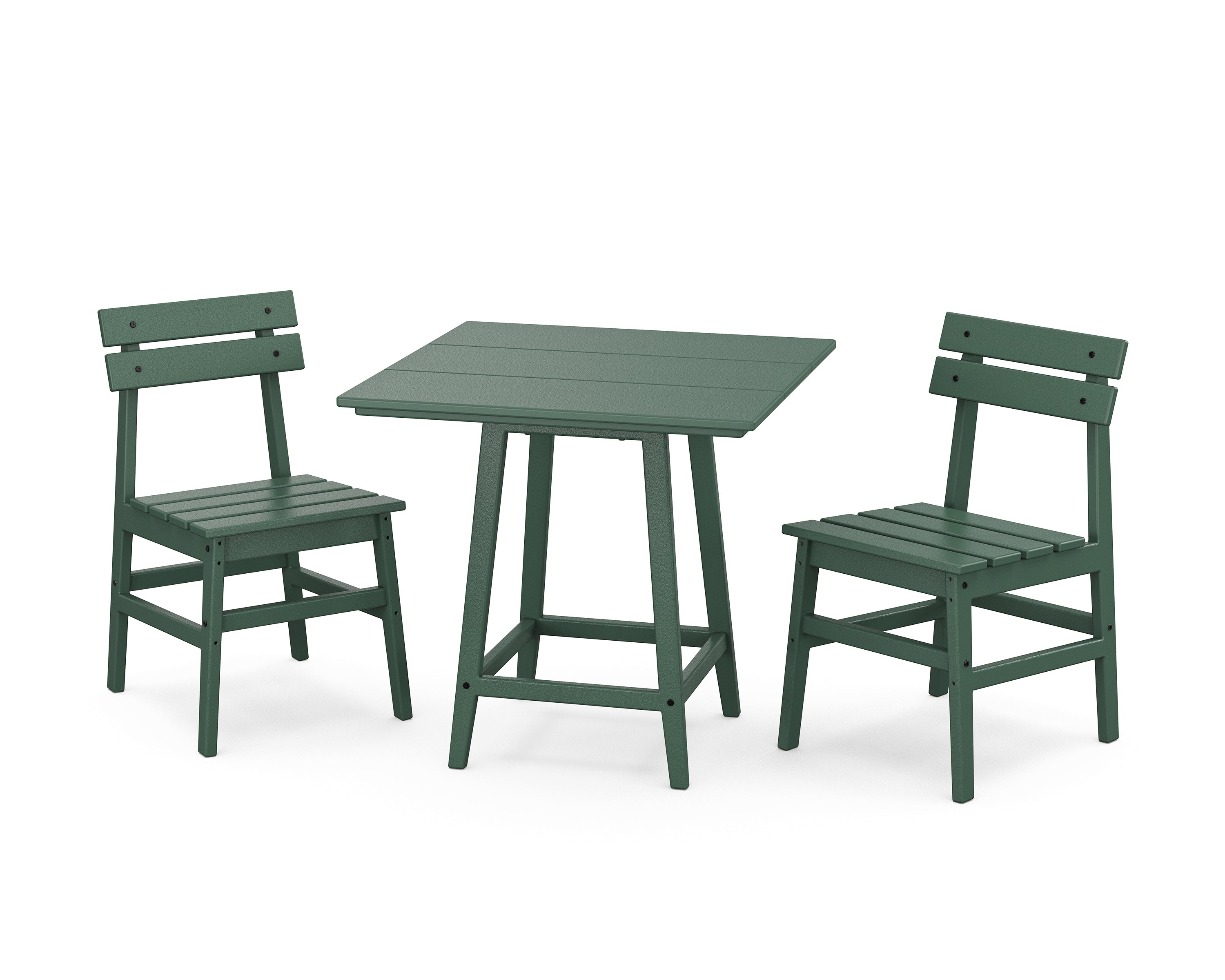 POLYWOOD Modern Studio Plaza Chair 3-Piece Bistro Dining Set in Green