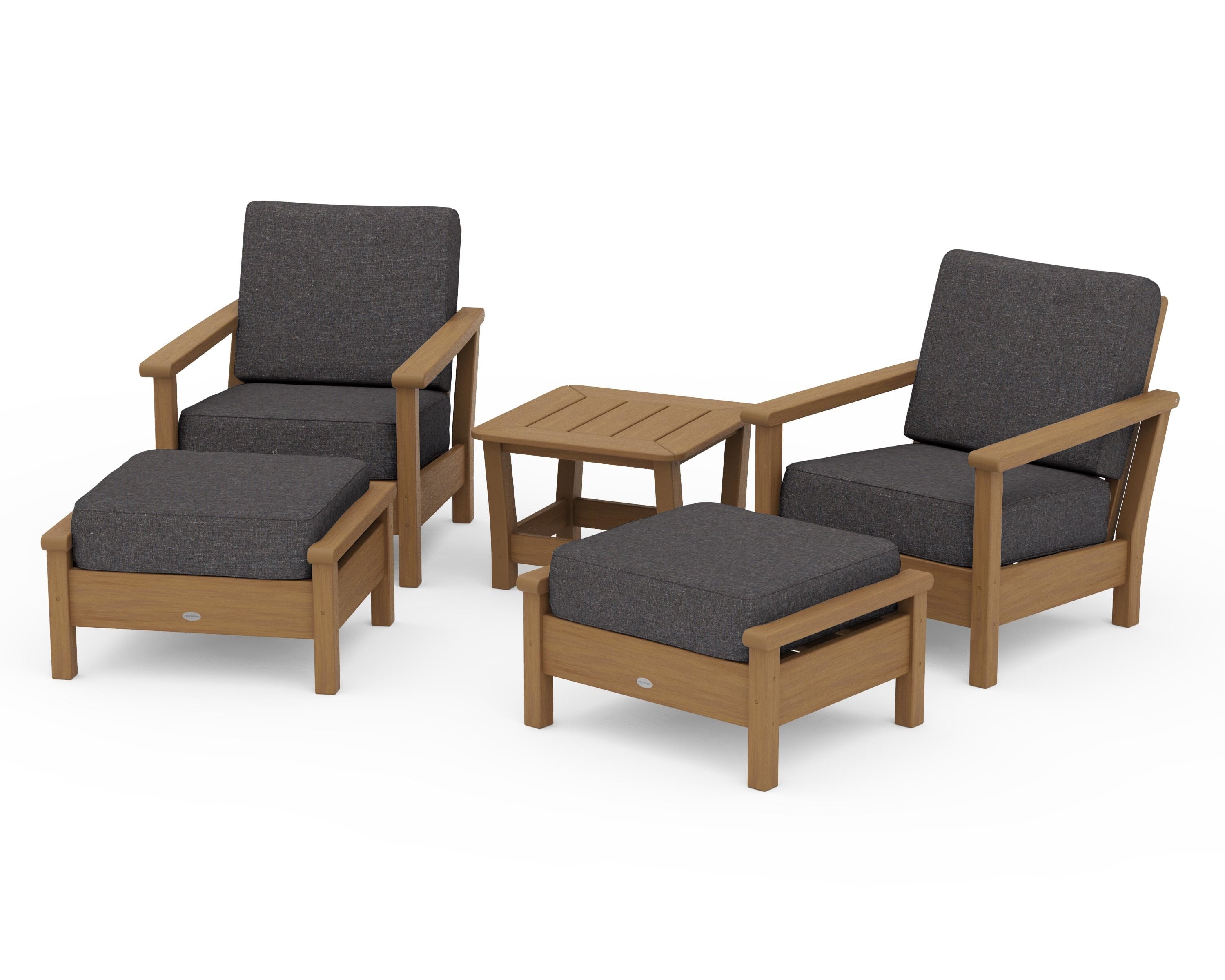 POLYWOOD Harbour 5-Piece Deep Seating Chair Set in Natural / Ash Charcoal