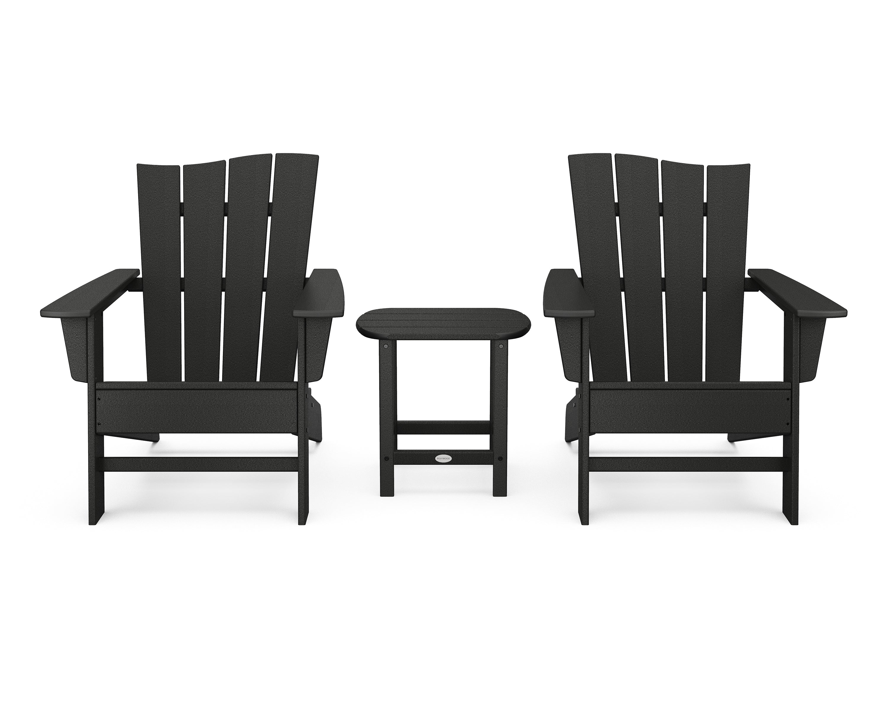 POLYWOOD® Wave 3-Piece Adirondack Chair Set in Black
