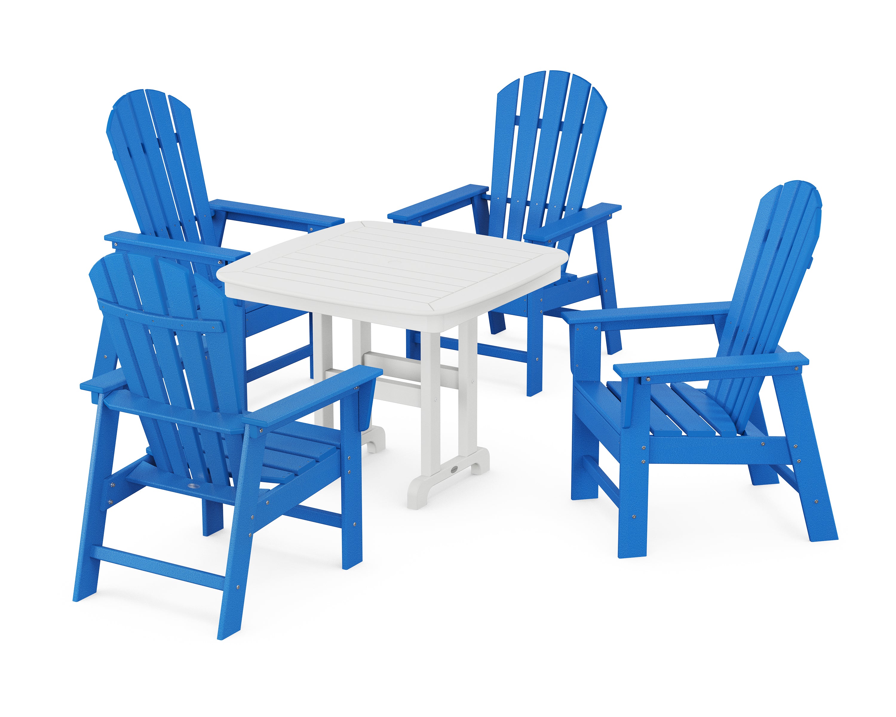 POLYWOOD South Beach 5-Piece Dining Set in Pacific Blue / White