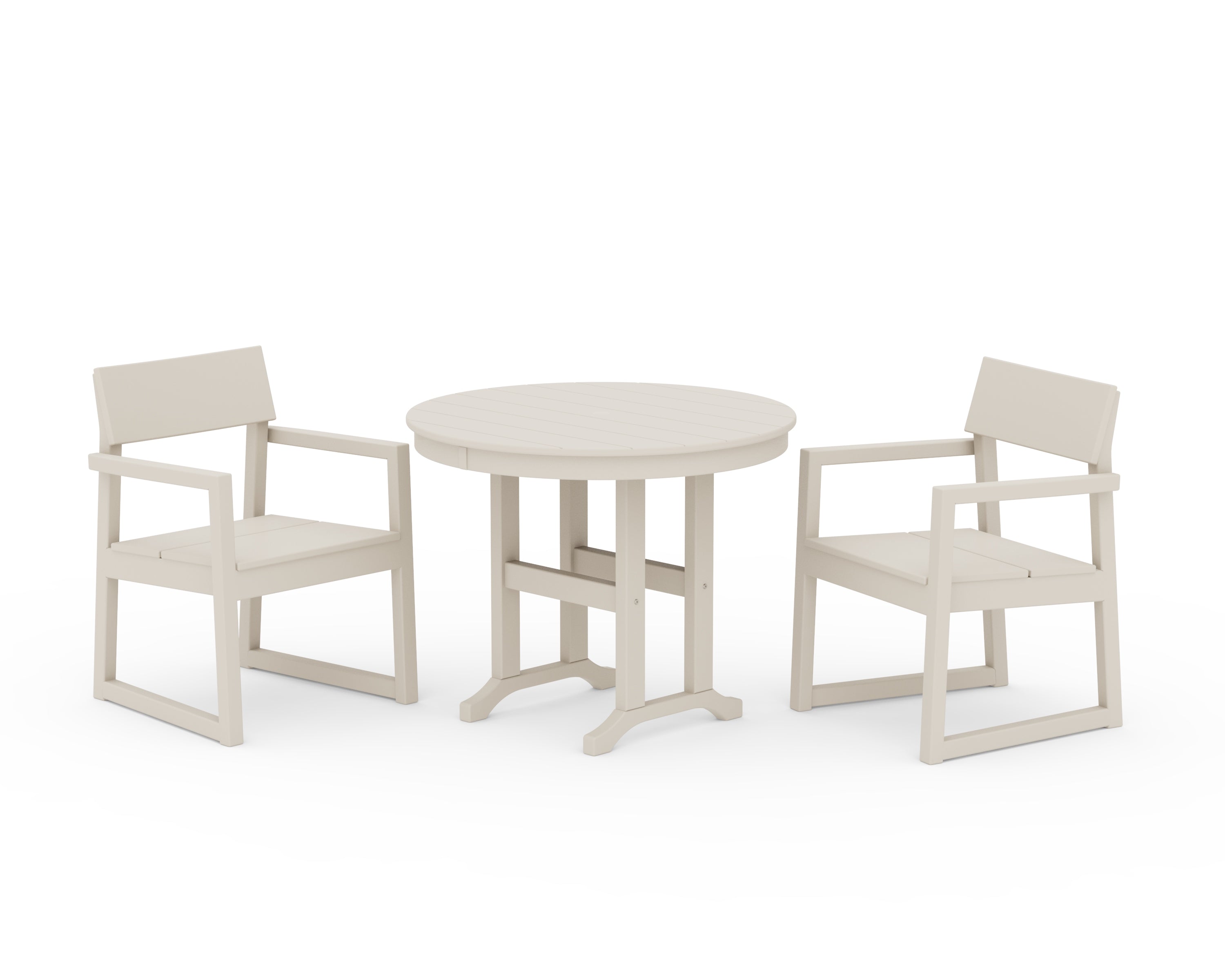 POLYWOOD EDGE 3-Piece Round Dining Set in Sand