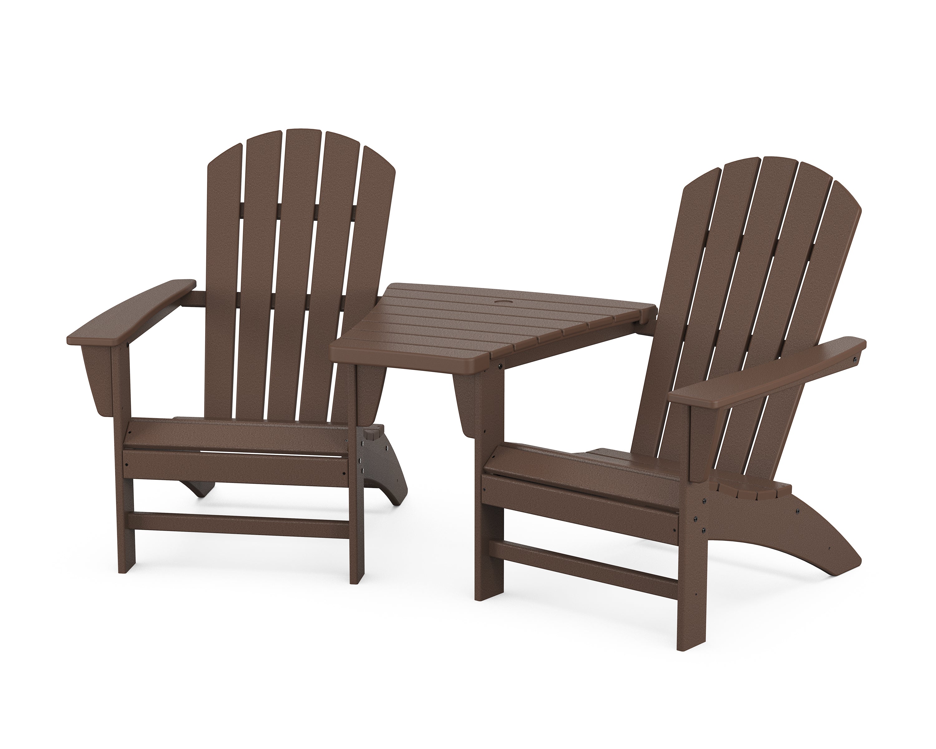 POLYWOOD Nautical 3-Piece Adirondack Set with Angled Connecting Table in Mahogany
