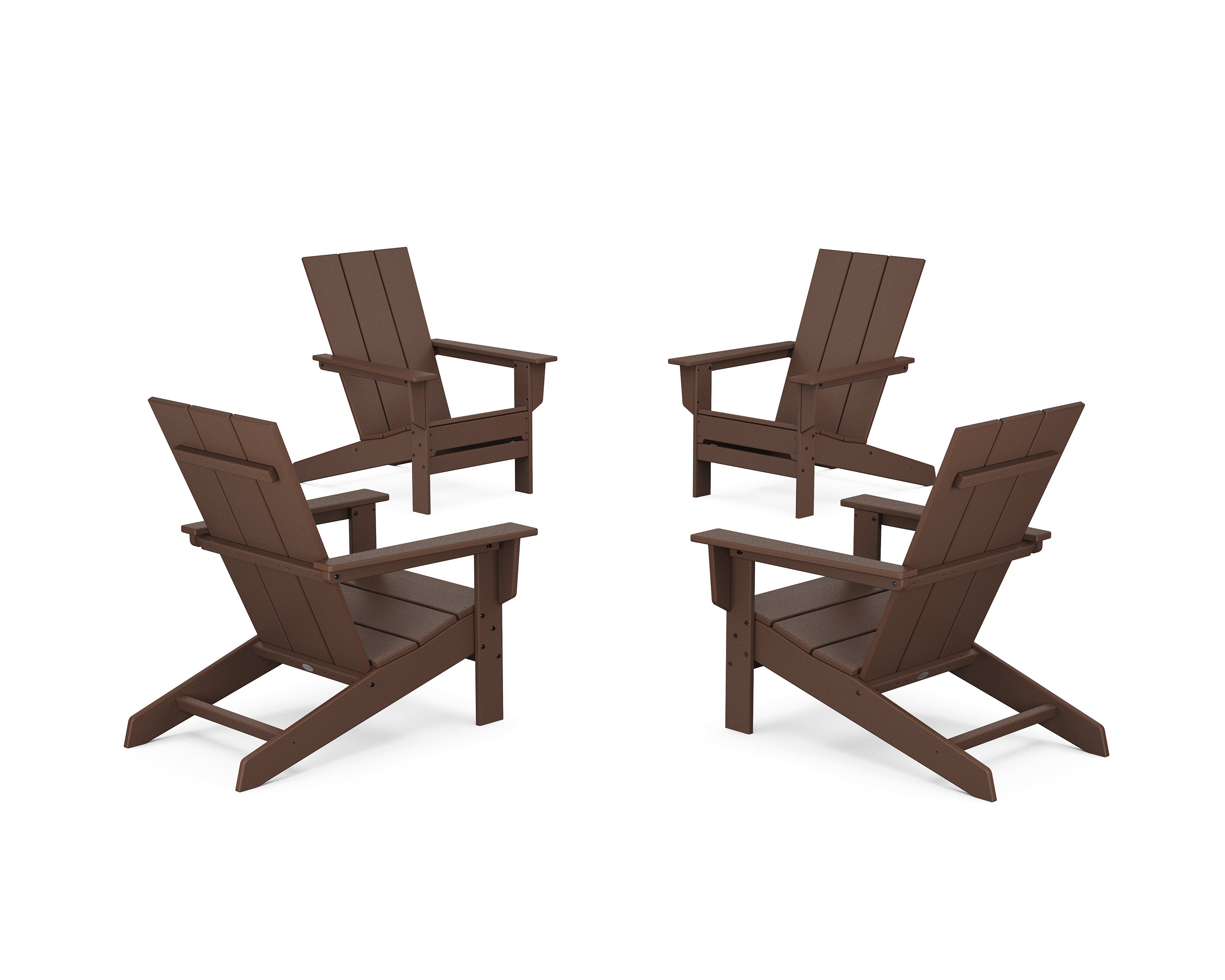 POLYWOOD 4-Piece Modern Studio Adirondack Chair Conversation Set in Mahogany