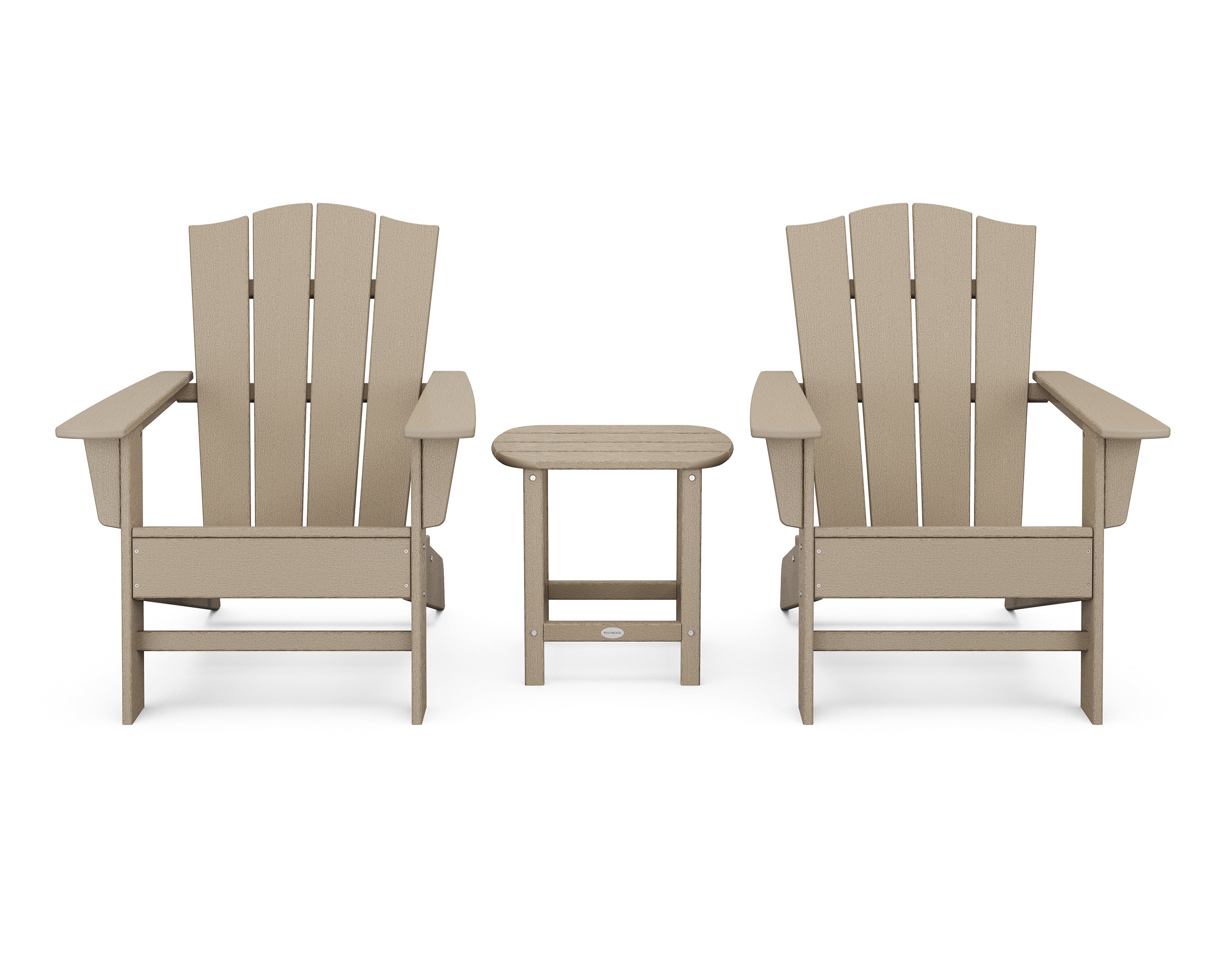 POLYWOOD® Wave 3-Piece Adirondack Chair Set with The Crest Chairs in Vintage Sahara