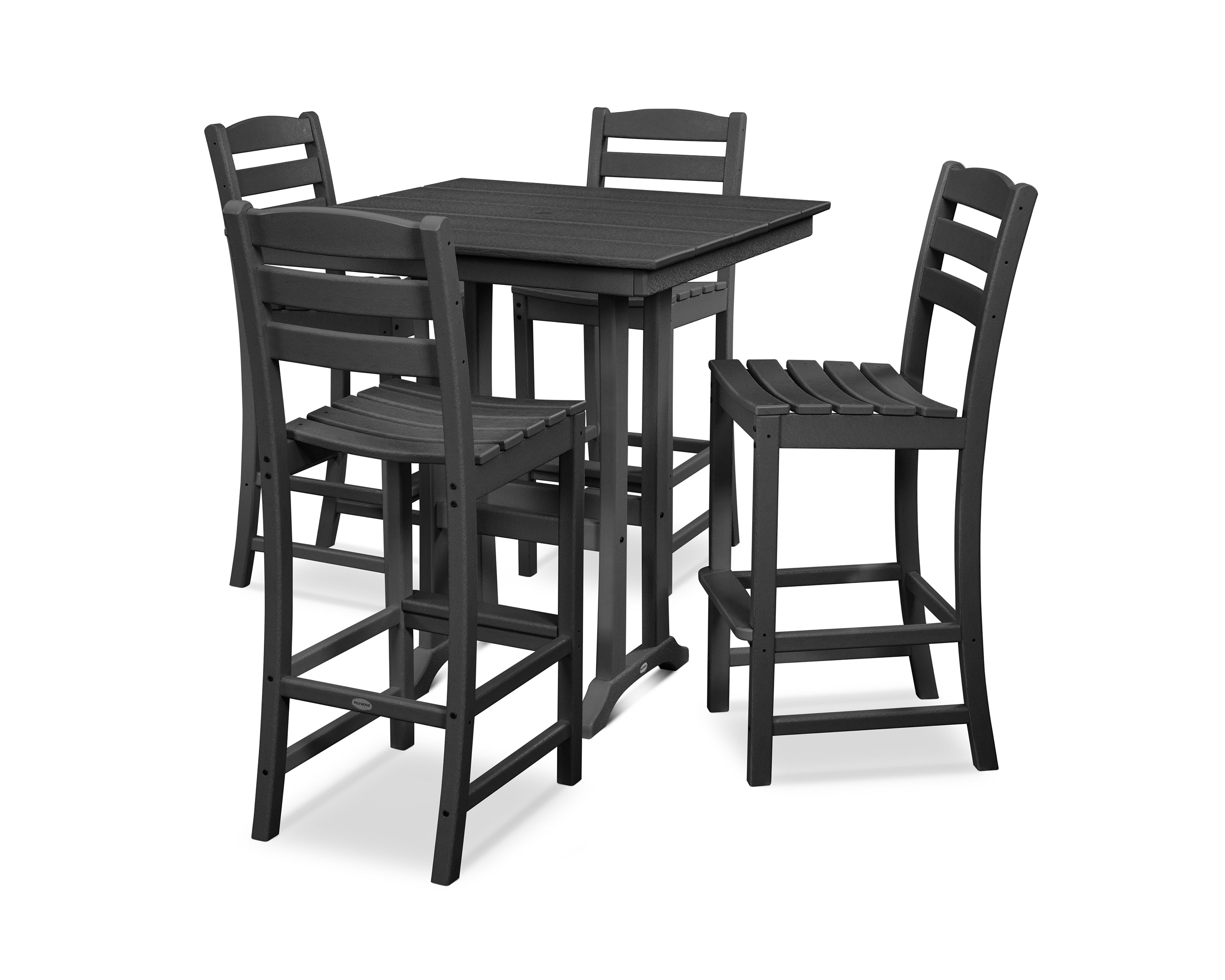POLYWOOD® La Casa Café 5-Piece Farmhouse Trestle Bar Set in Black