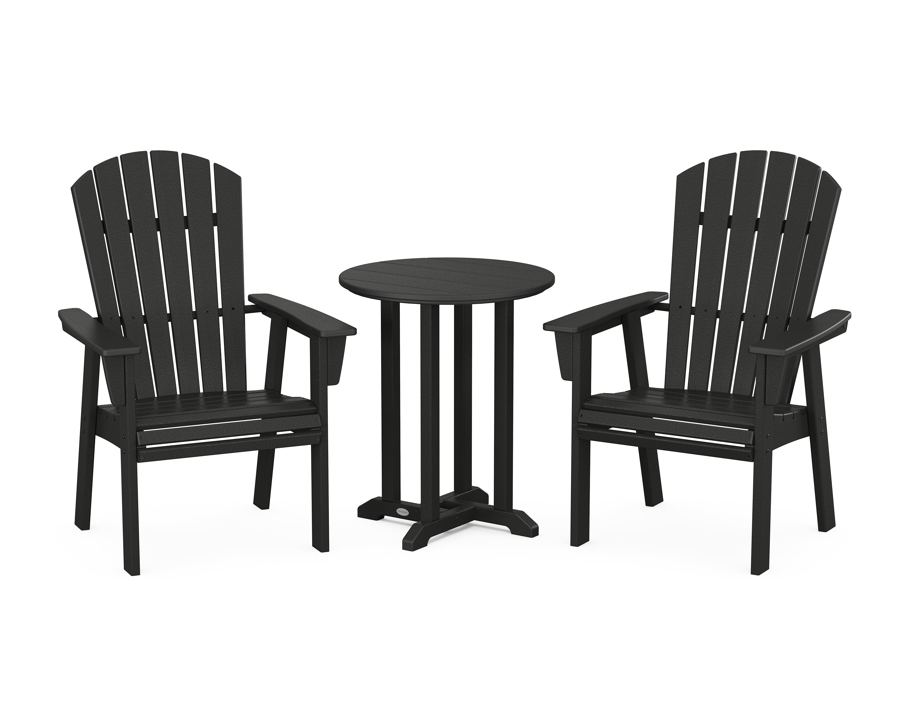 POLYWOOD Nautical Adirondack 3-Piece Round Bistro Dining Set in Black
