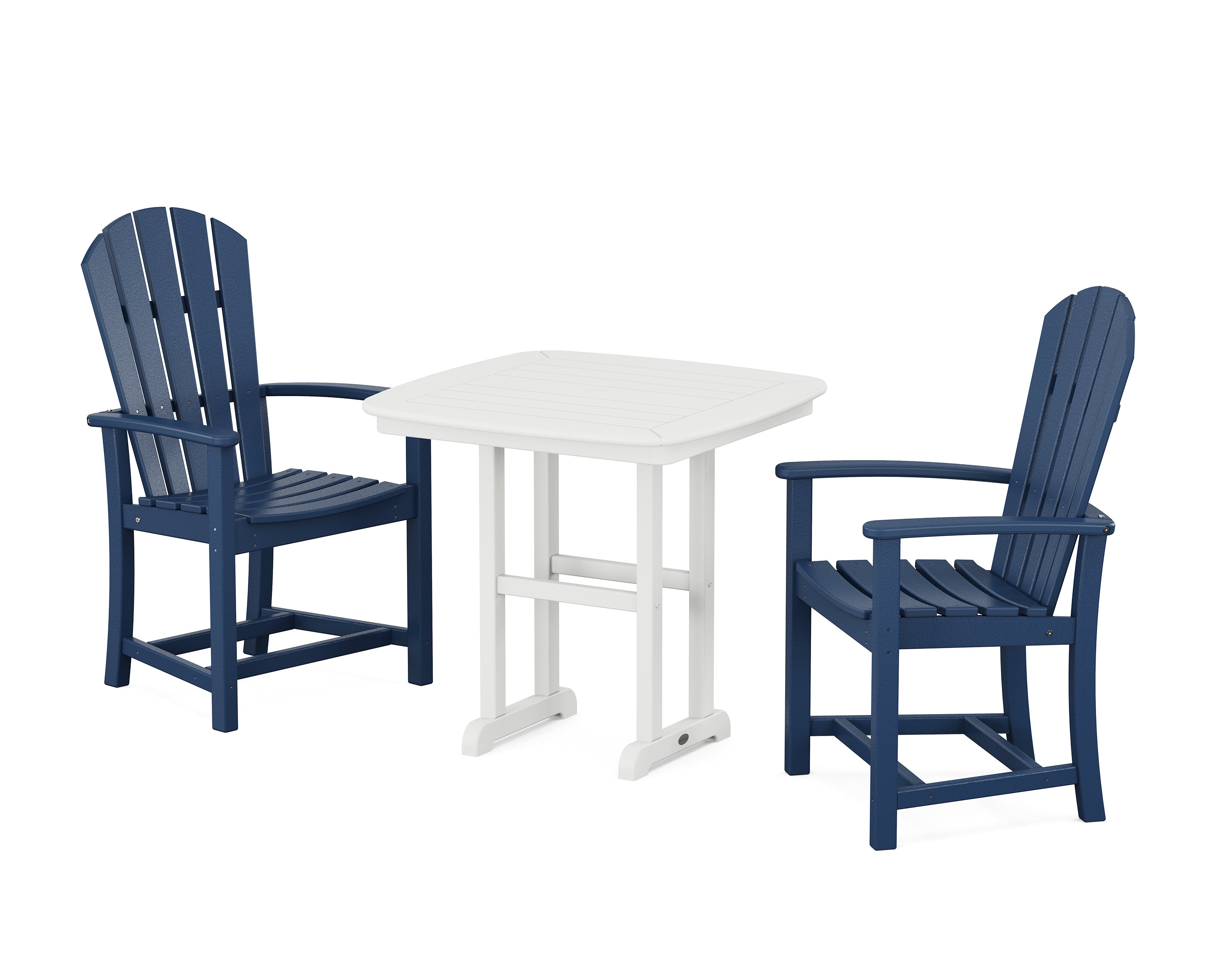 POLYWOOD Palm Coast 3-Piece Dining Set in Navy / White