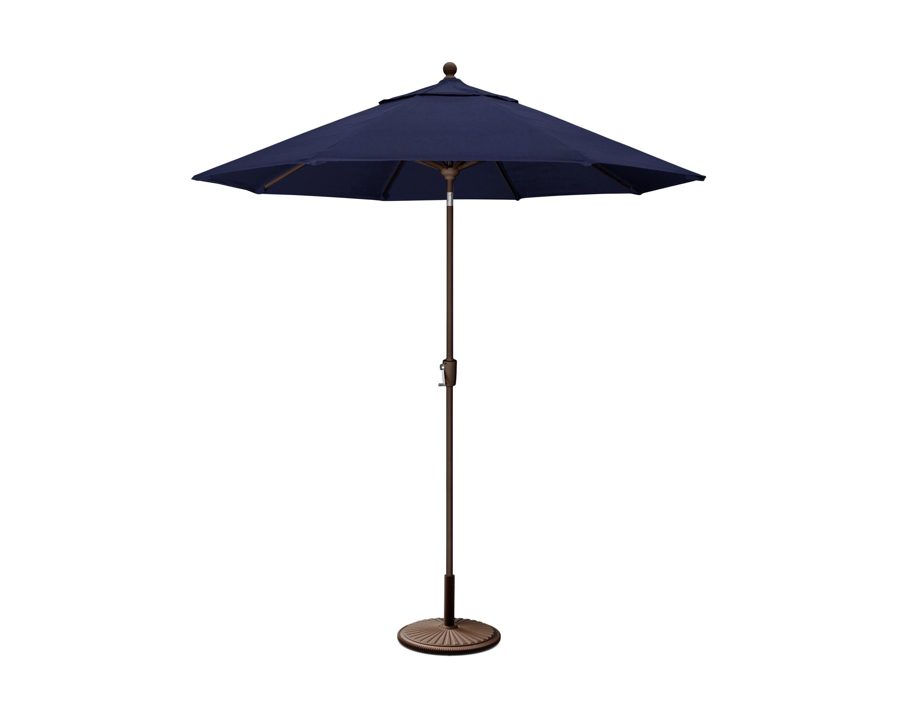 POLYWOOD 9' Tilt Market Umbrella & Base - Bar Height in Bronze / Navy