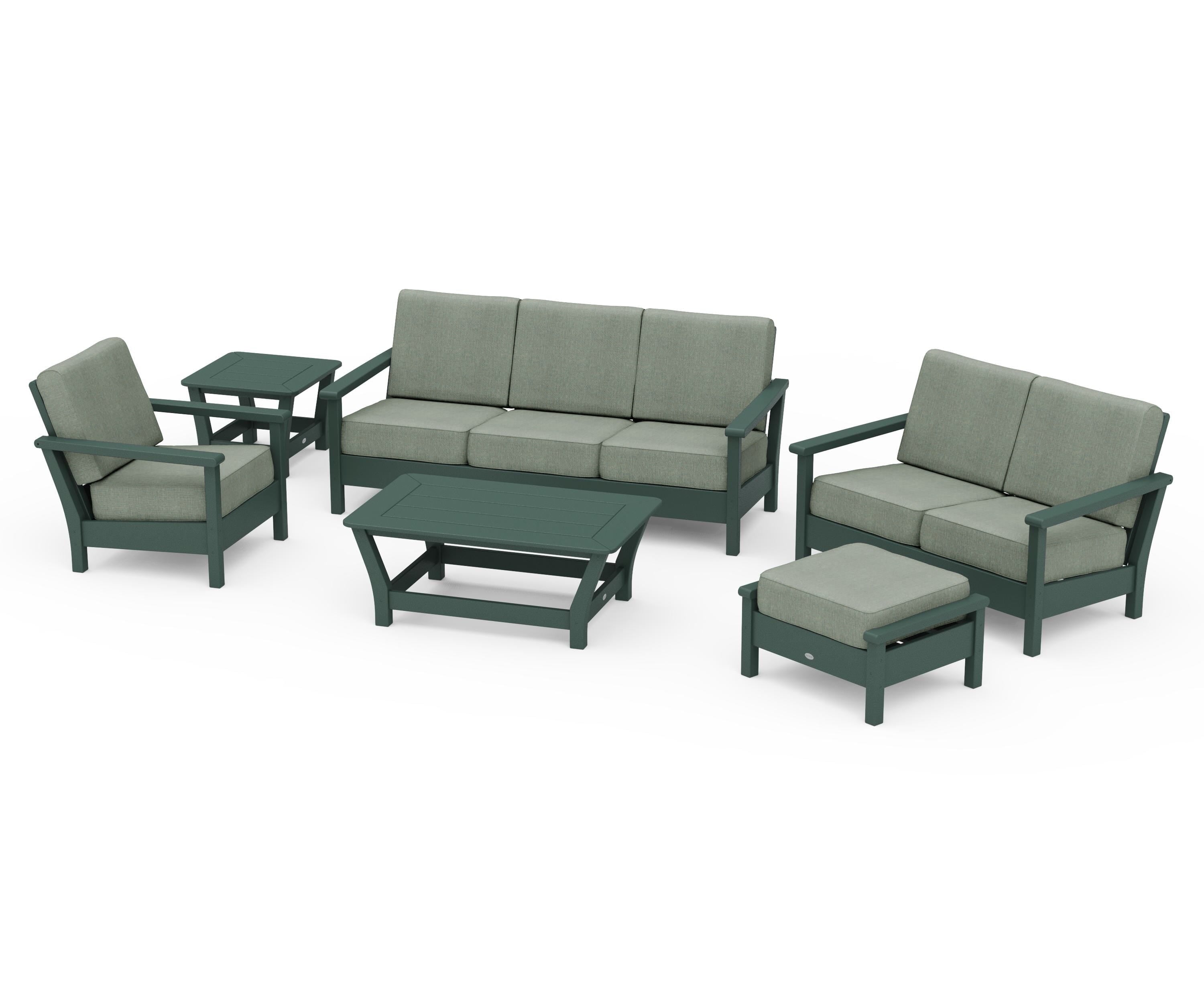 POLYWOOD Harbour 6-Piece Outdoor Living Set in Green / Cast Sage