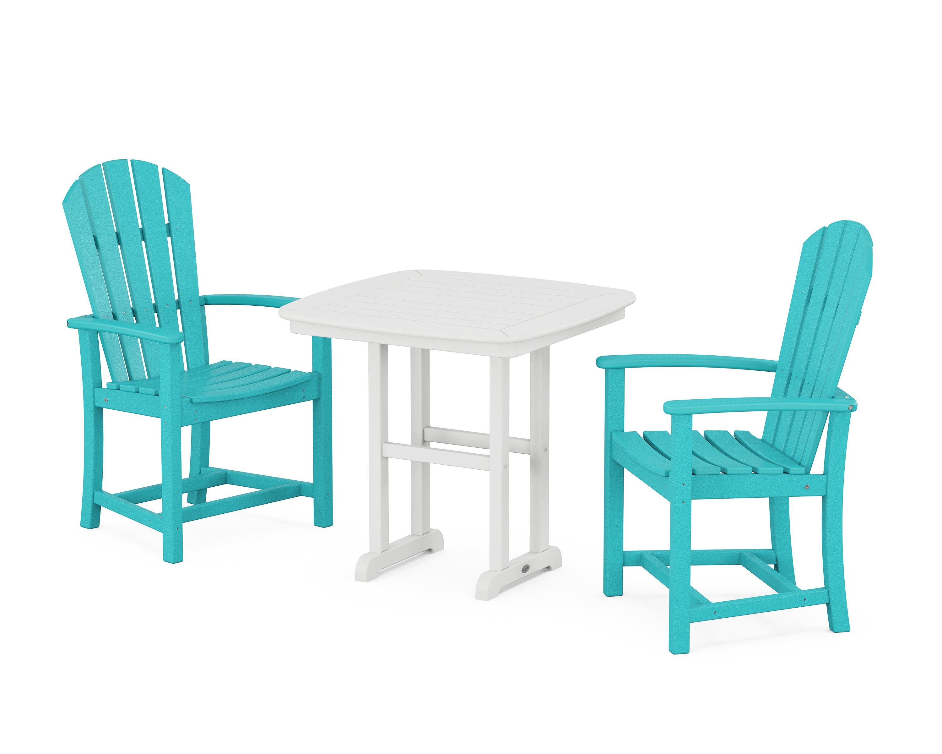 POLYWOOD Palm Coast 3-Piece Dining Set in Aruba / White
