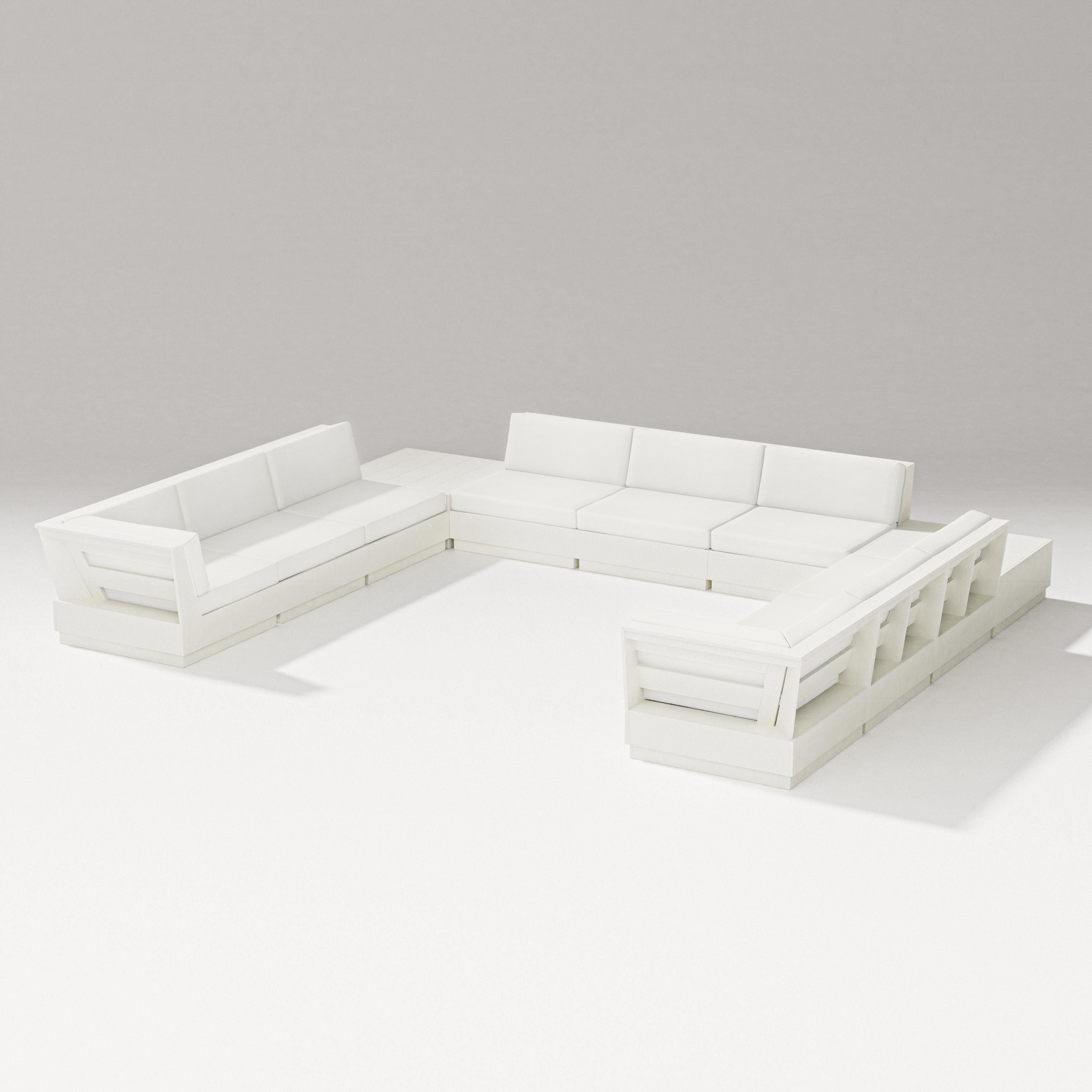 PW Designer Series Elevate 11-Piece U-Shaped Sofa Sectional in Vintage White / Natural Linen