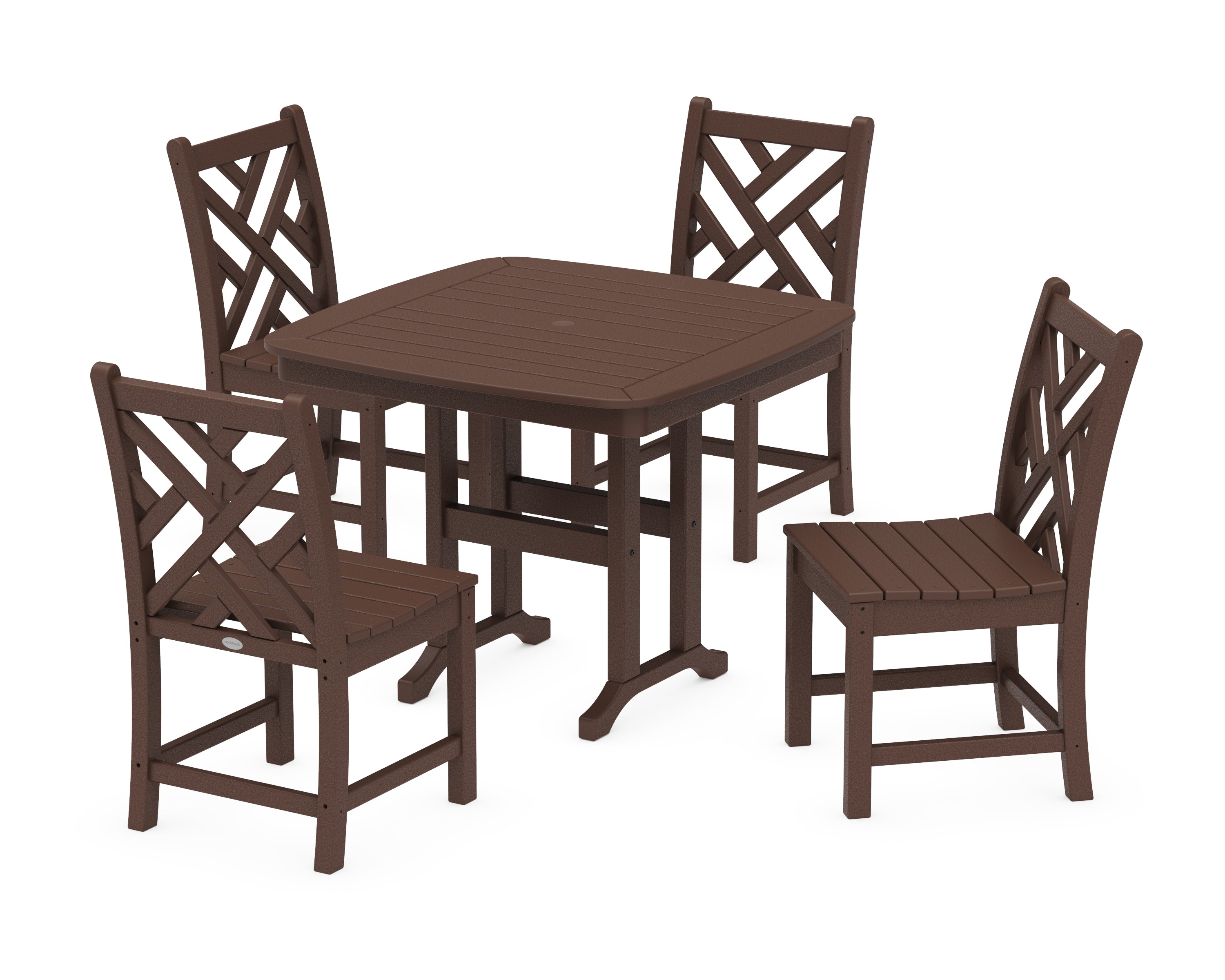 POLYWOOD Chippendale 5-Piece Side Chair Dining Set in Mahogany