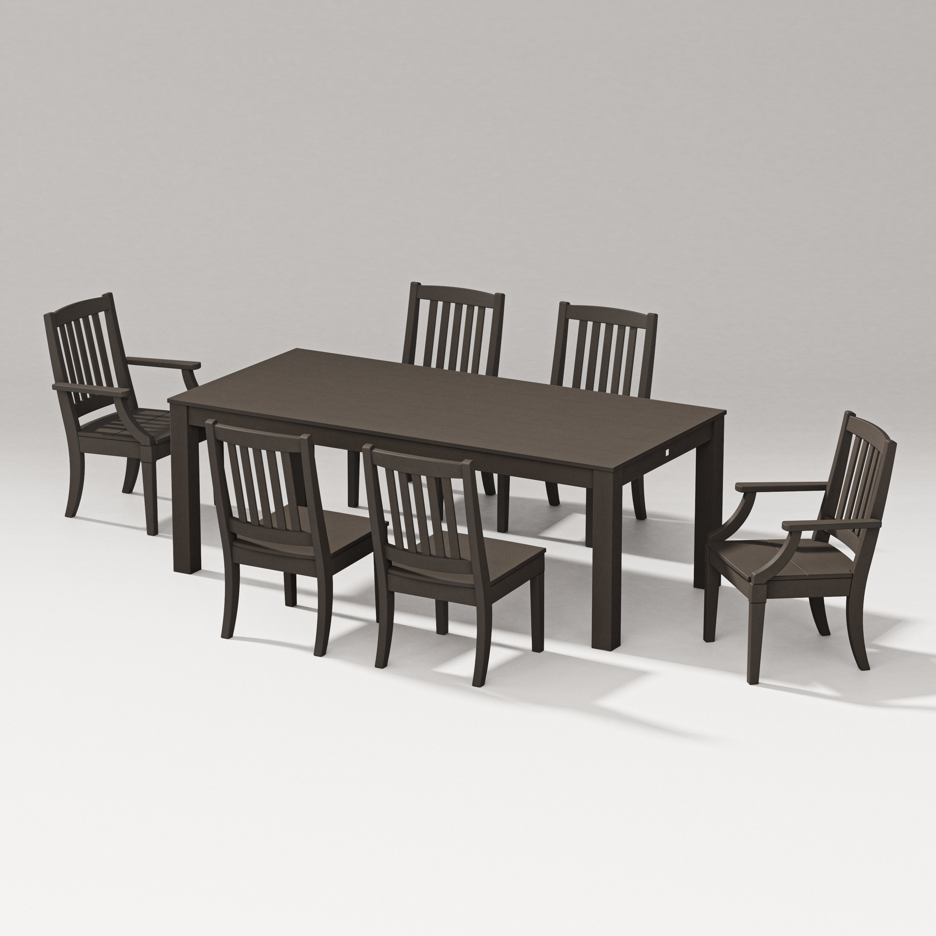 PW Designer Series Estate 7-Piece Parsons Table Dining Set in Vintage Coffee