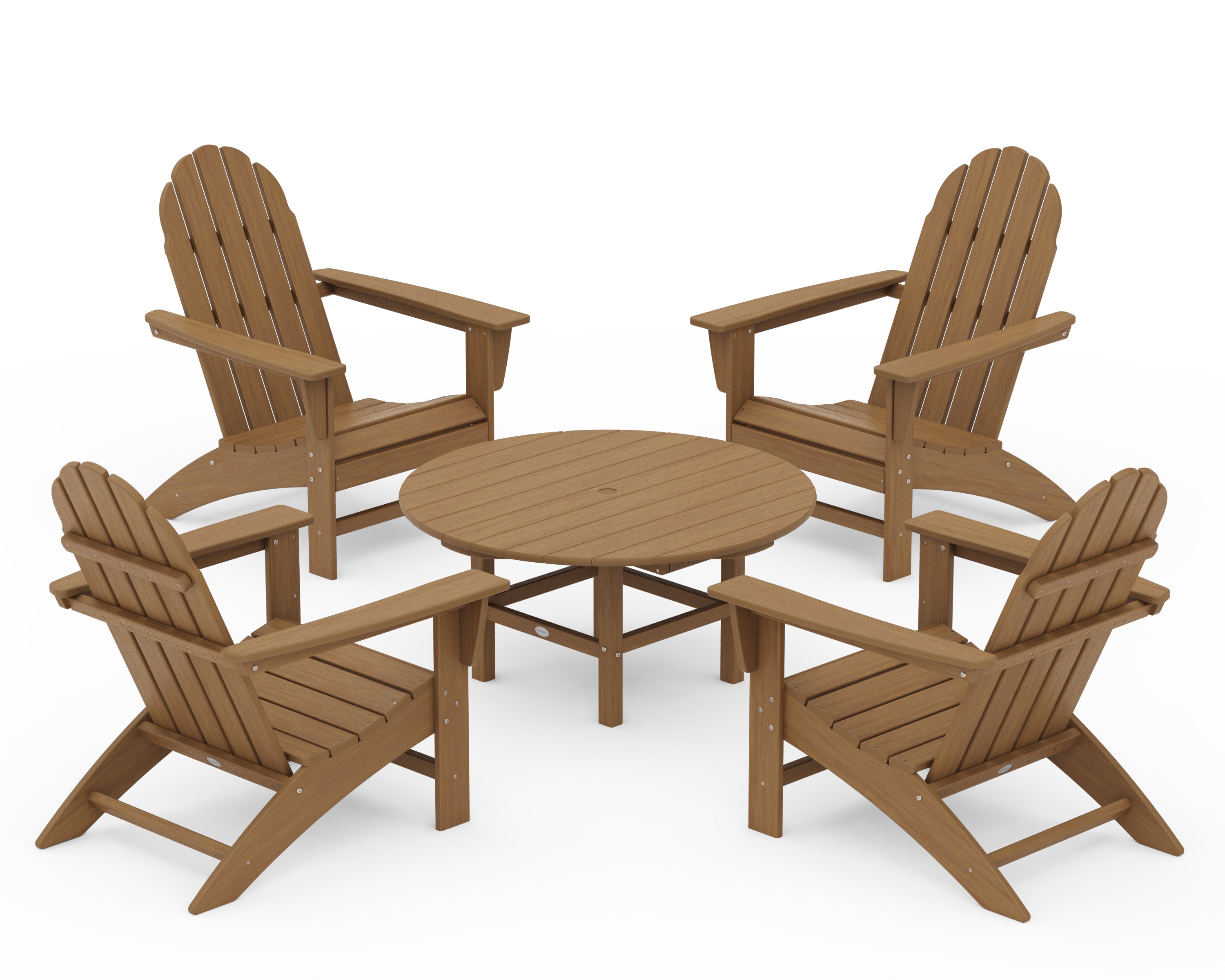 POLYWOOD Vineyard 5-Piece Adirondack Chair Conversation Set in Natural