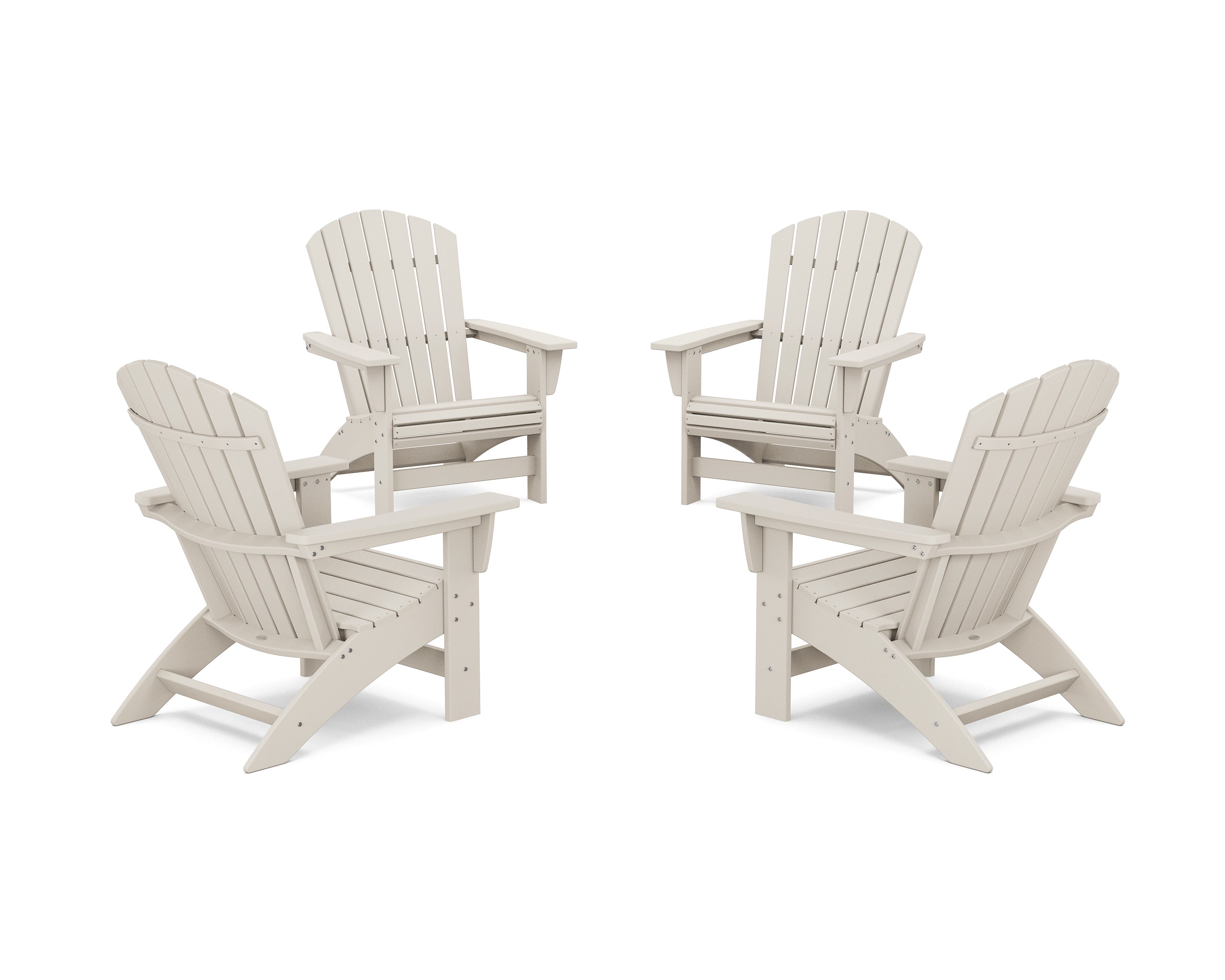 POLYWOOD 4-Piece Nautical Grand Adirondack Chair Conversation Set in Sand