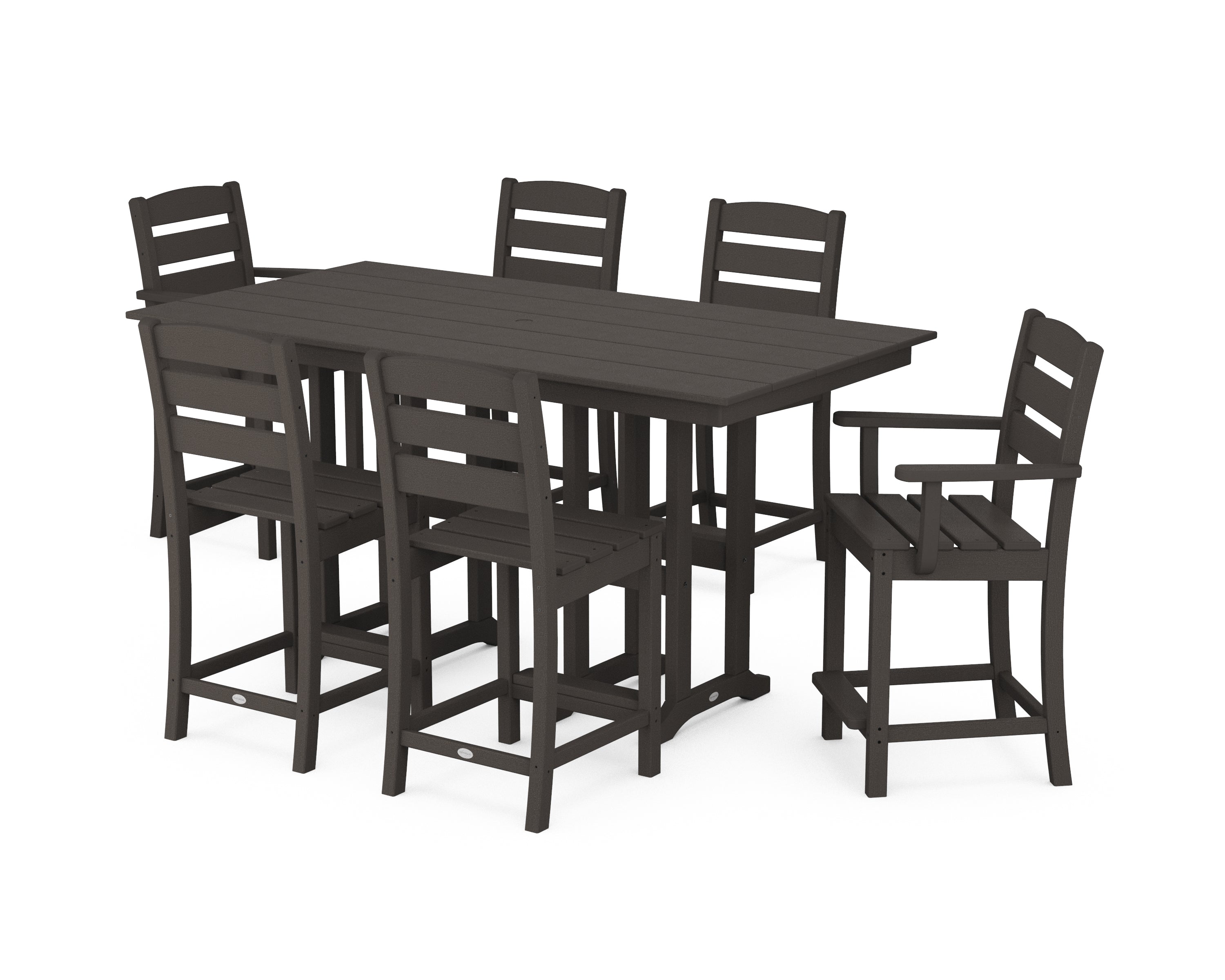 POLYWOOD® Lakeside 7-Piece Counter Set in Vintage Coffee