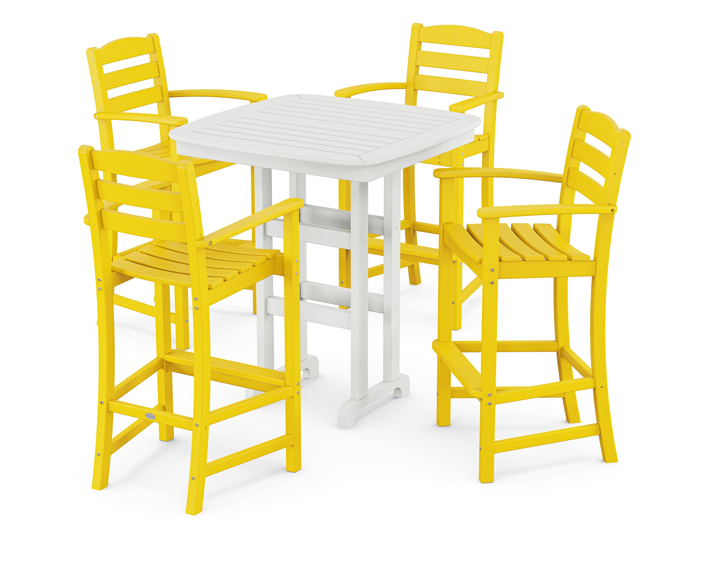 POLYWOOD La Casa Café 5-Piece Bar Set in Lemon / White