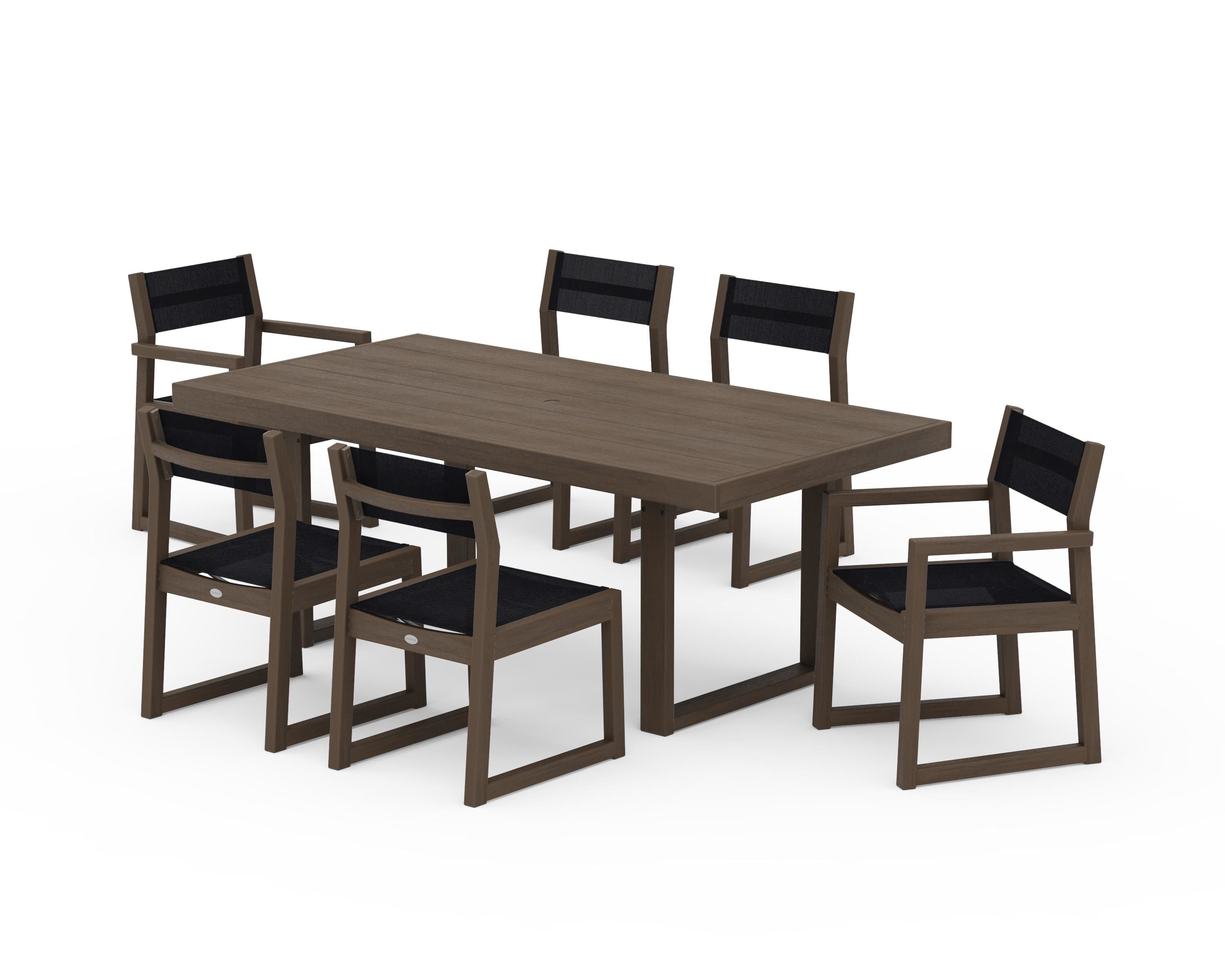 POLYWOOD EDGE Sling 7-Piece Dining Set in Kona / Black Sling