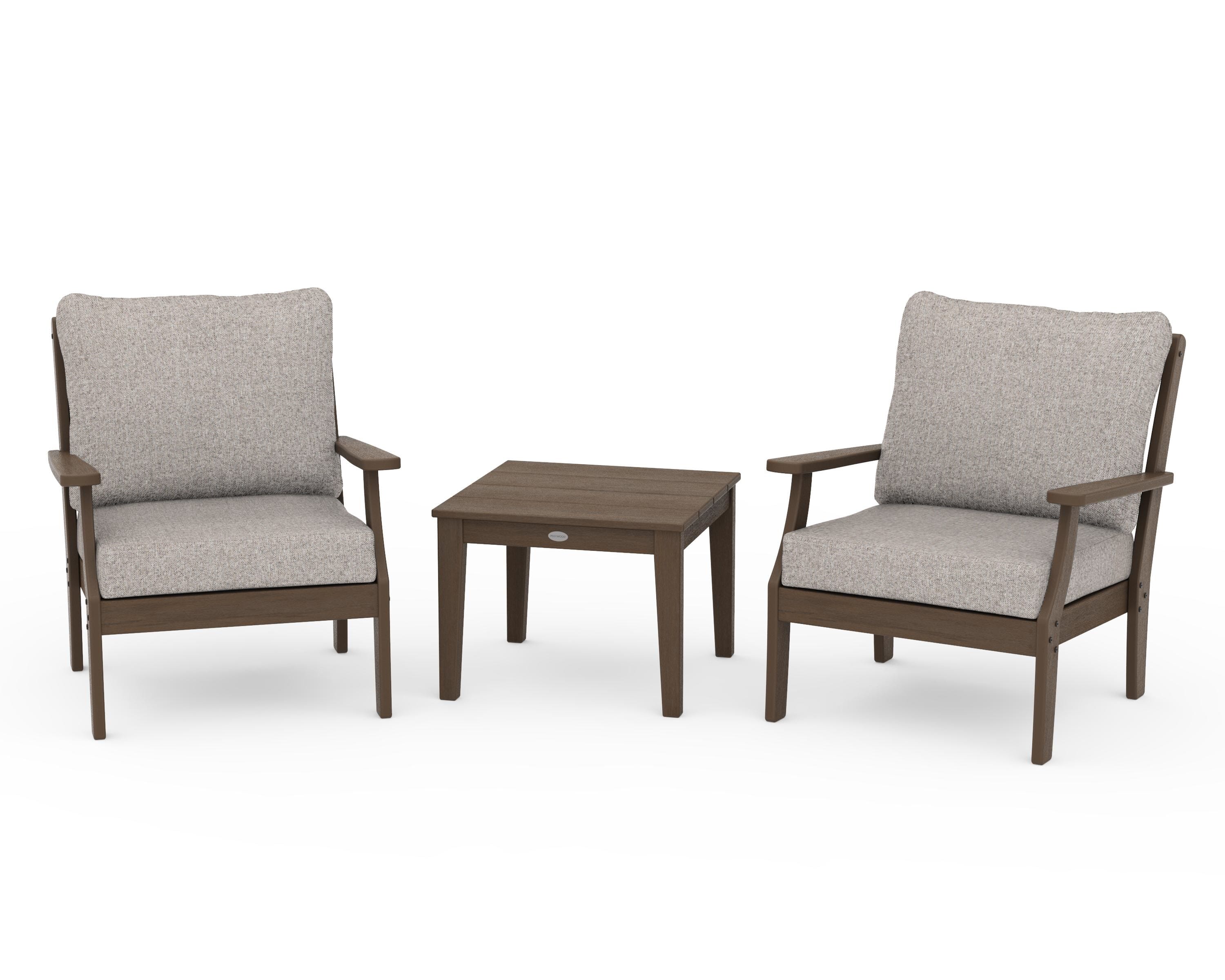 POLYWOOD Braxton 3-Piece Deep Seating Set in Kona / Weathered Tweed