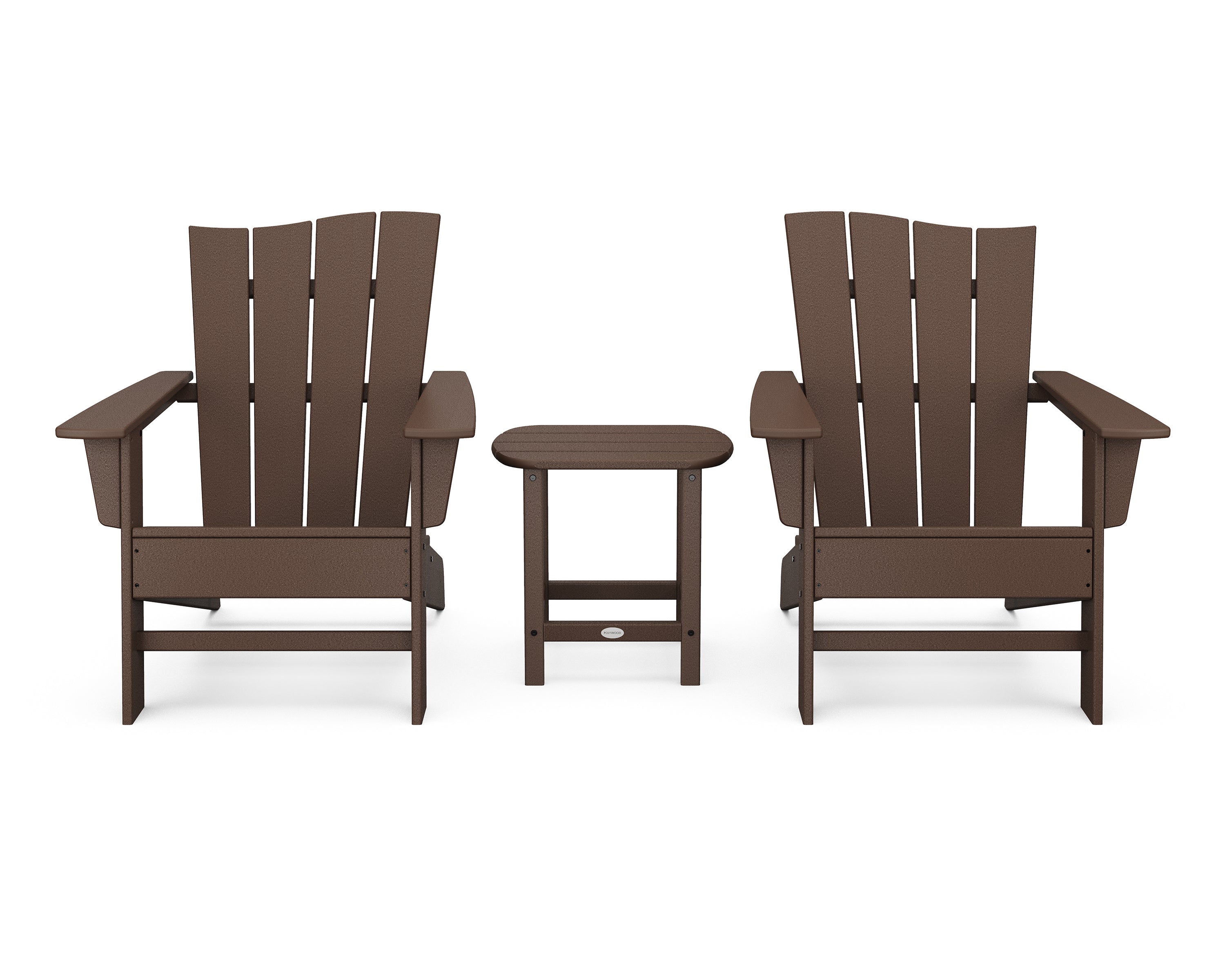 POLYWOOD Wave 3-Piece Adirondack Chair Set in Mahogany