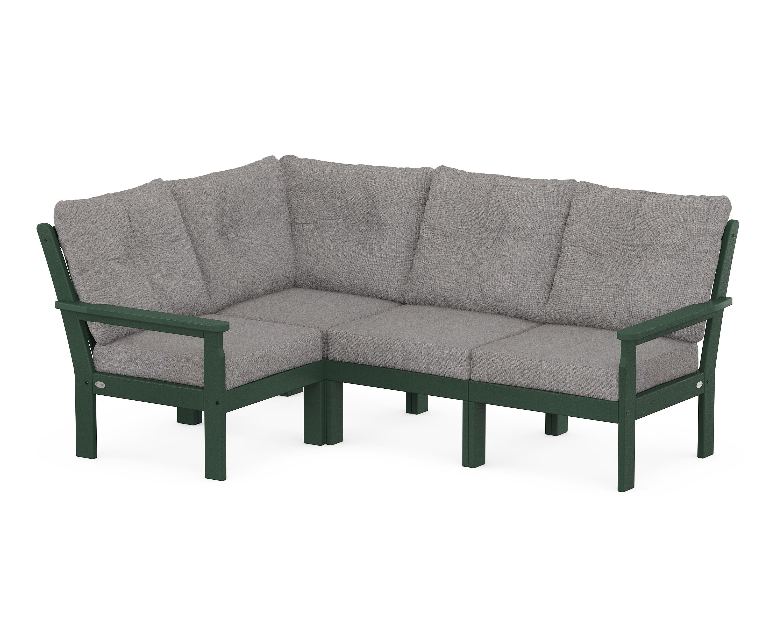 POLYWOOD Vineyard 4-Piece Sectional in Green / Grey Mist