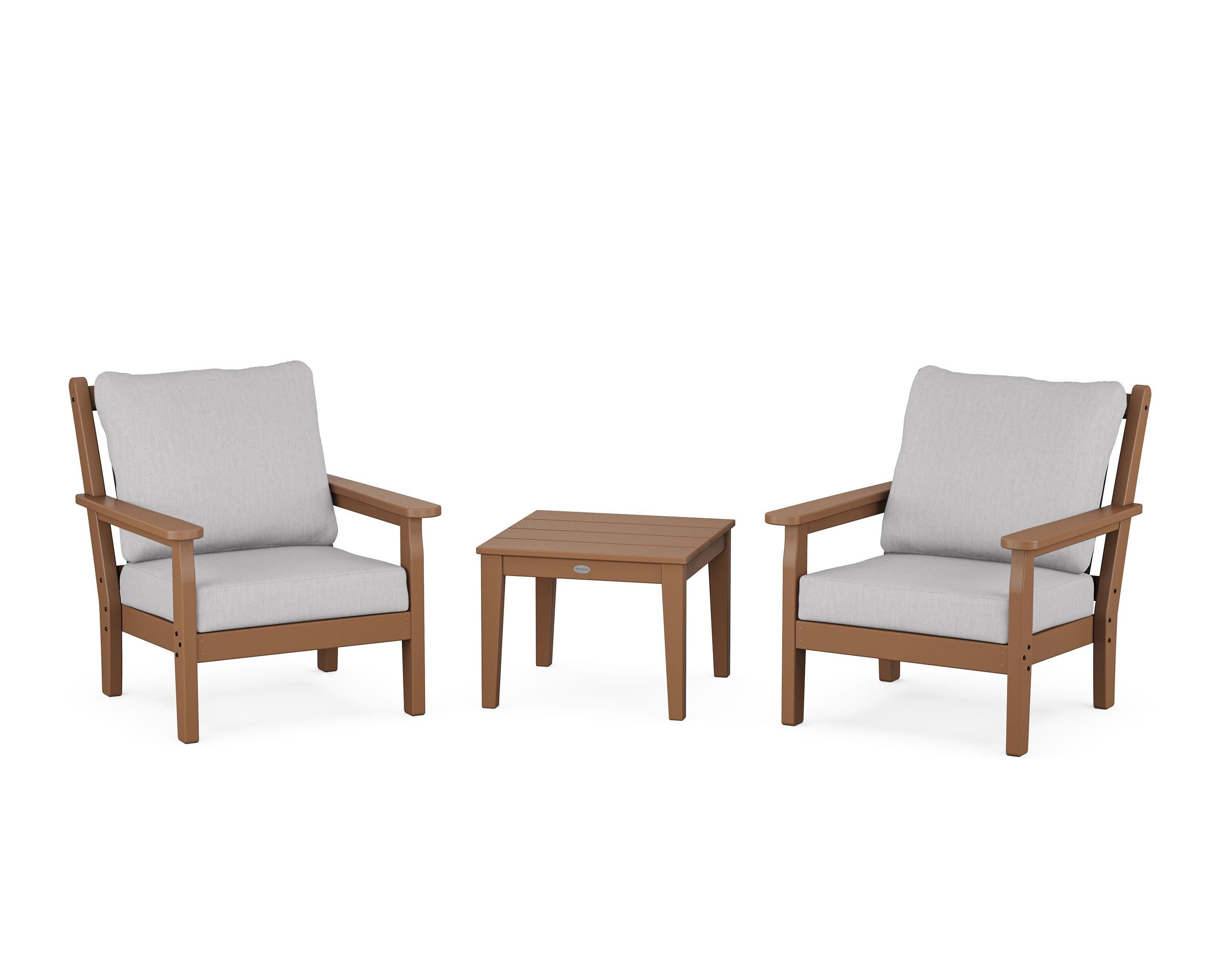 POLYWOOD Chippendale 3-Piece Deep Seating Set in Teak / Granite